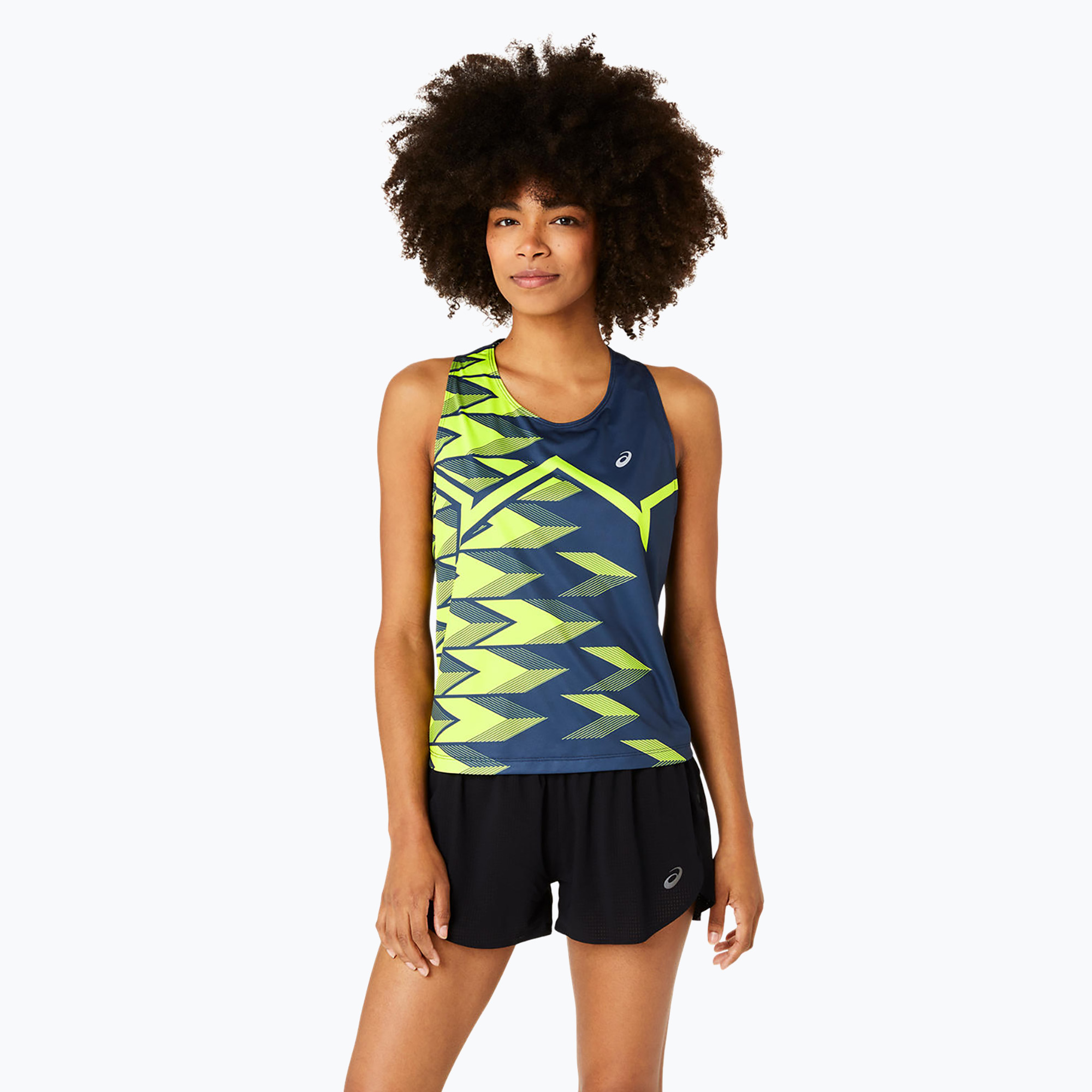 Tank top do biegania damski ASICS Light Graphic Tank french blue/safety yellow | WYSYŁKA W 24H | 30 DNI NA ZWROT