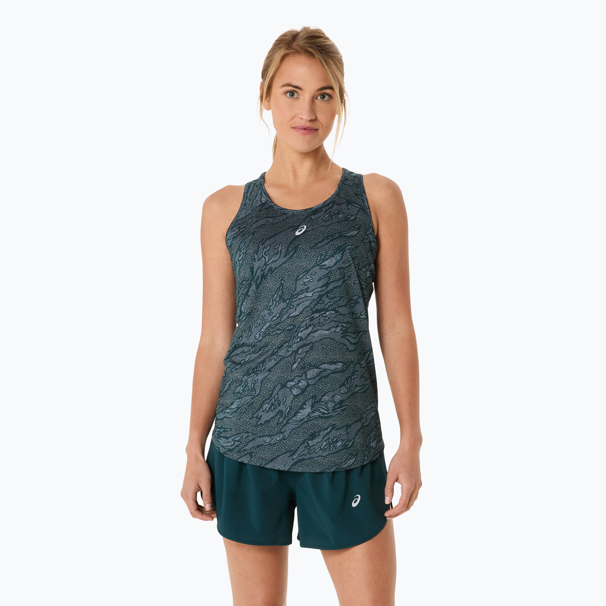 Tank top do biegania damski ASICS Road All Over Print Tank saxon green/light ube | WYSYŁKA W 24H | 30 DNI NA ZWROT