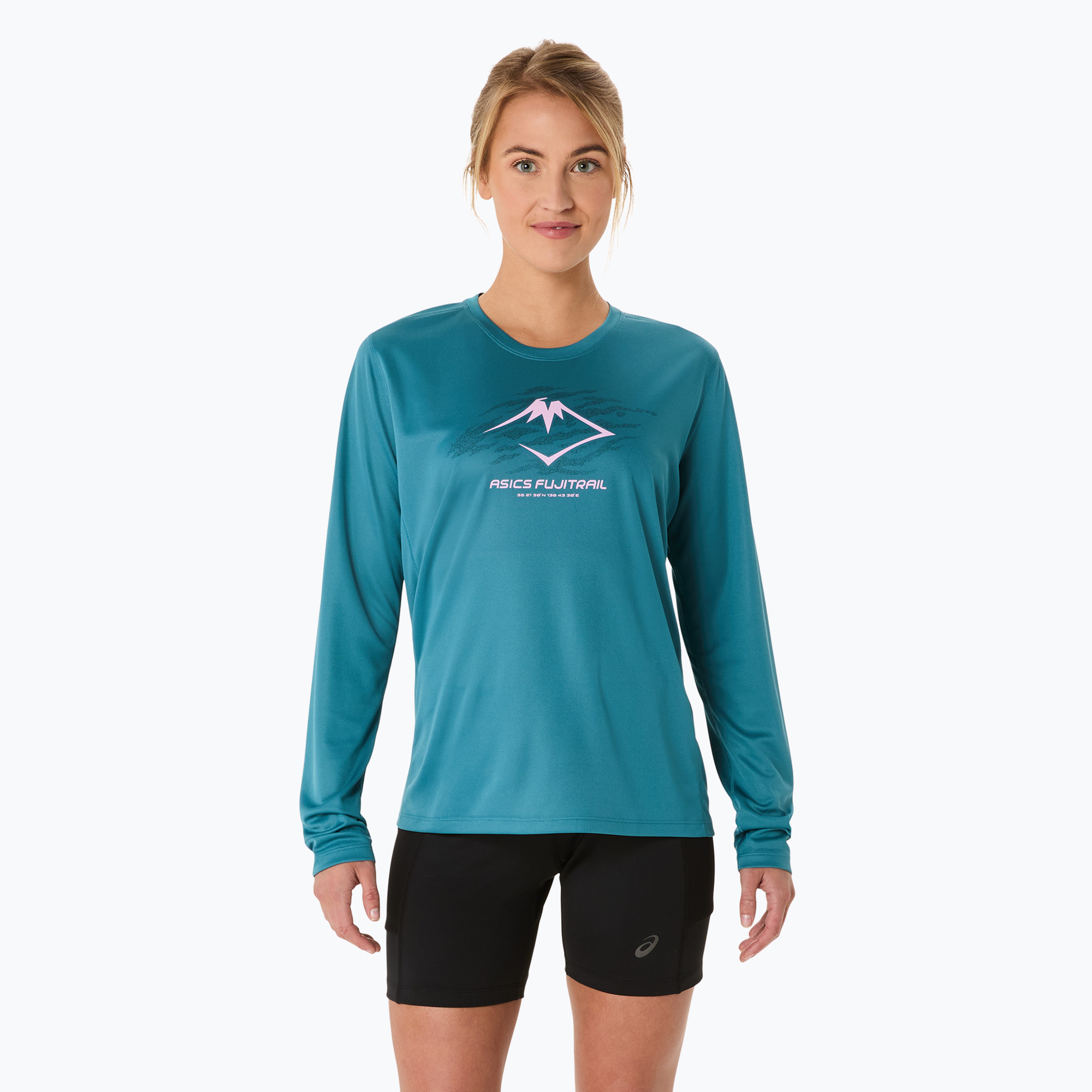 Longsleeve do biegania damski ASICS Fujitrail Logo atlantis blue | WYSYŁKA W 24H | 30 DNI NA ZWROT