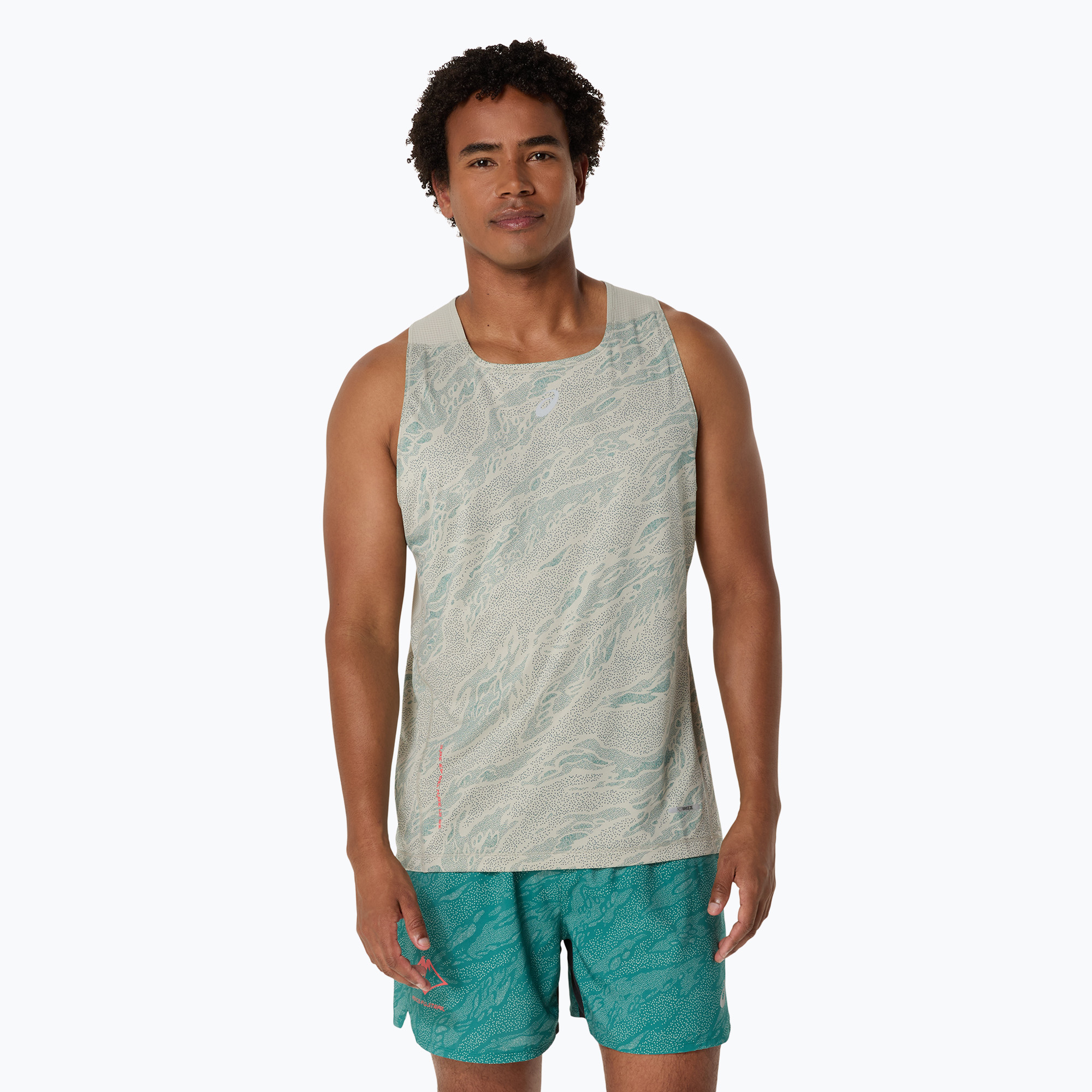 Tank top do biegania męski ASICS Fujitrail Singlet white sage/rainy lake | WYSYŁKA W 24H | 30 DNI NA ZWROT