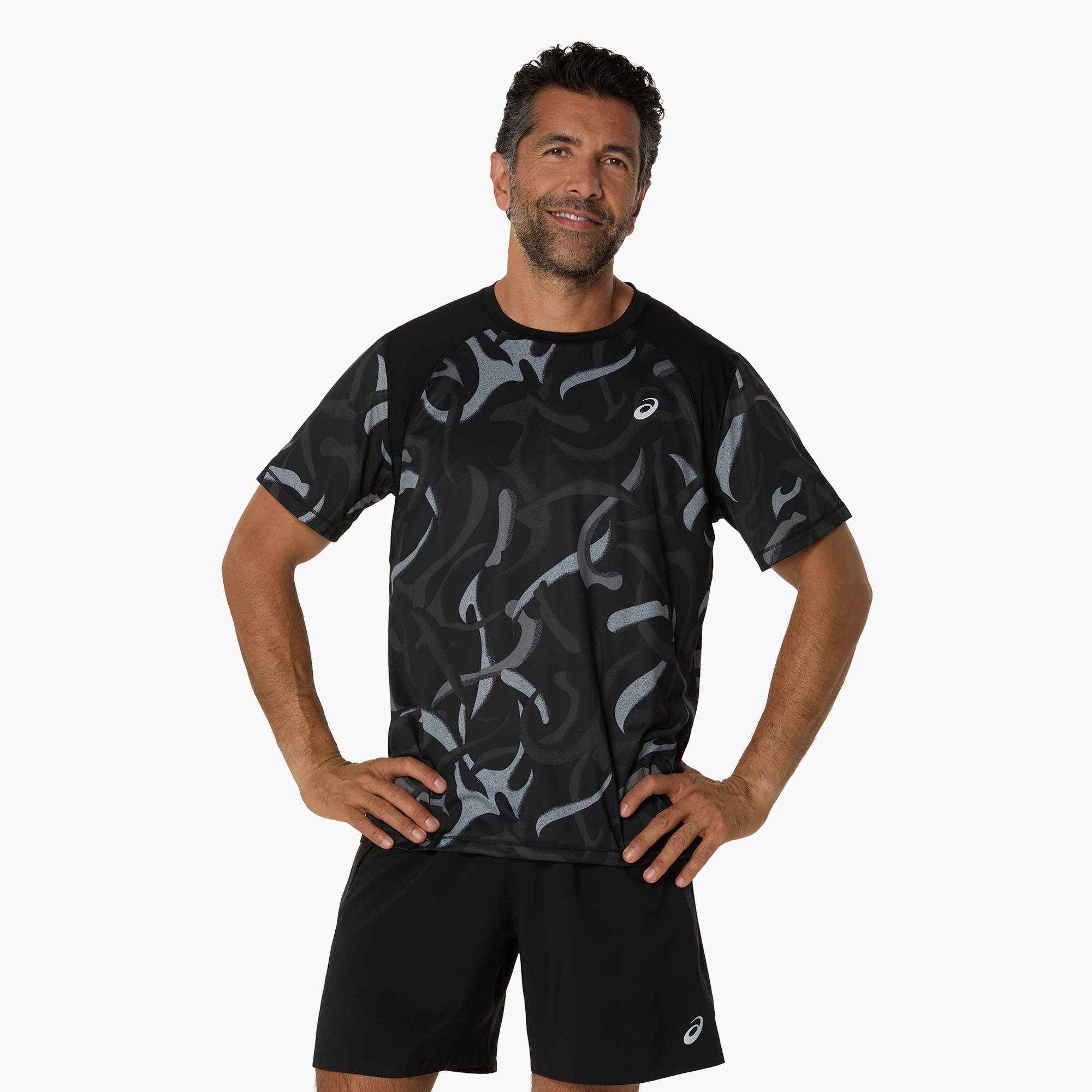 Koszulka do biegania męska ASICS Road All Over Print Top performance black | WYSYŁKA W 24H | 30 DNI NA ZWROT