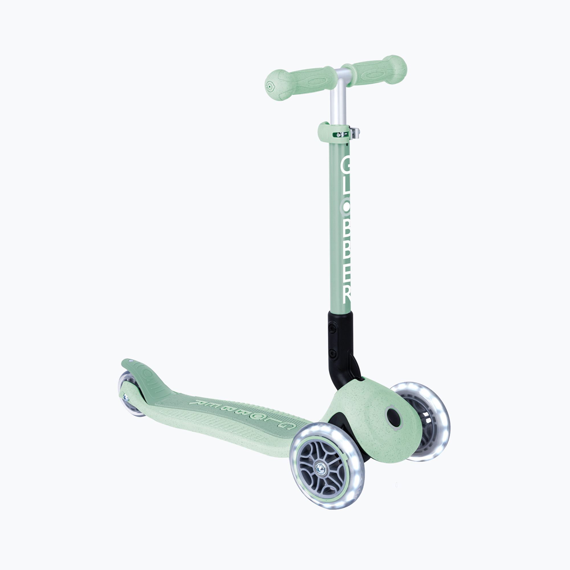 Hulajnoga trójkołowa dziecięca Globber Junior Foldable Lights Eco pistachio 