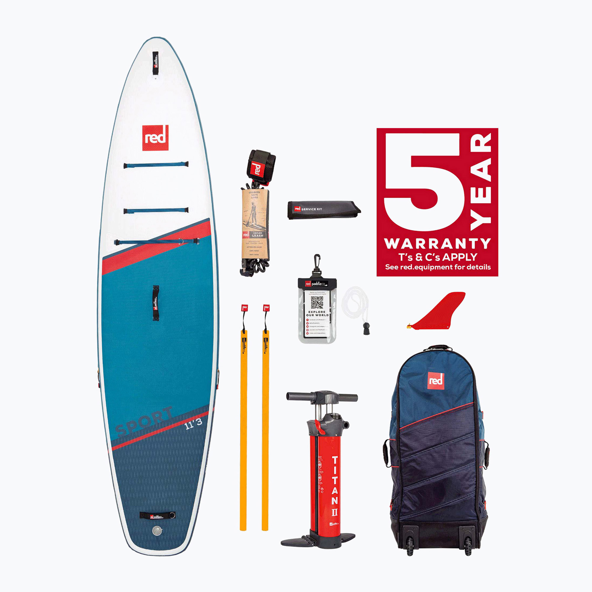 Deska SUP Red Paddle Co Sport 11'3" niebieska/biała | WYSYŁKA W 24H | 30 DNI NA ZWROT