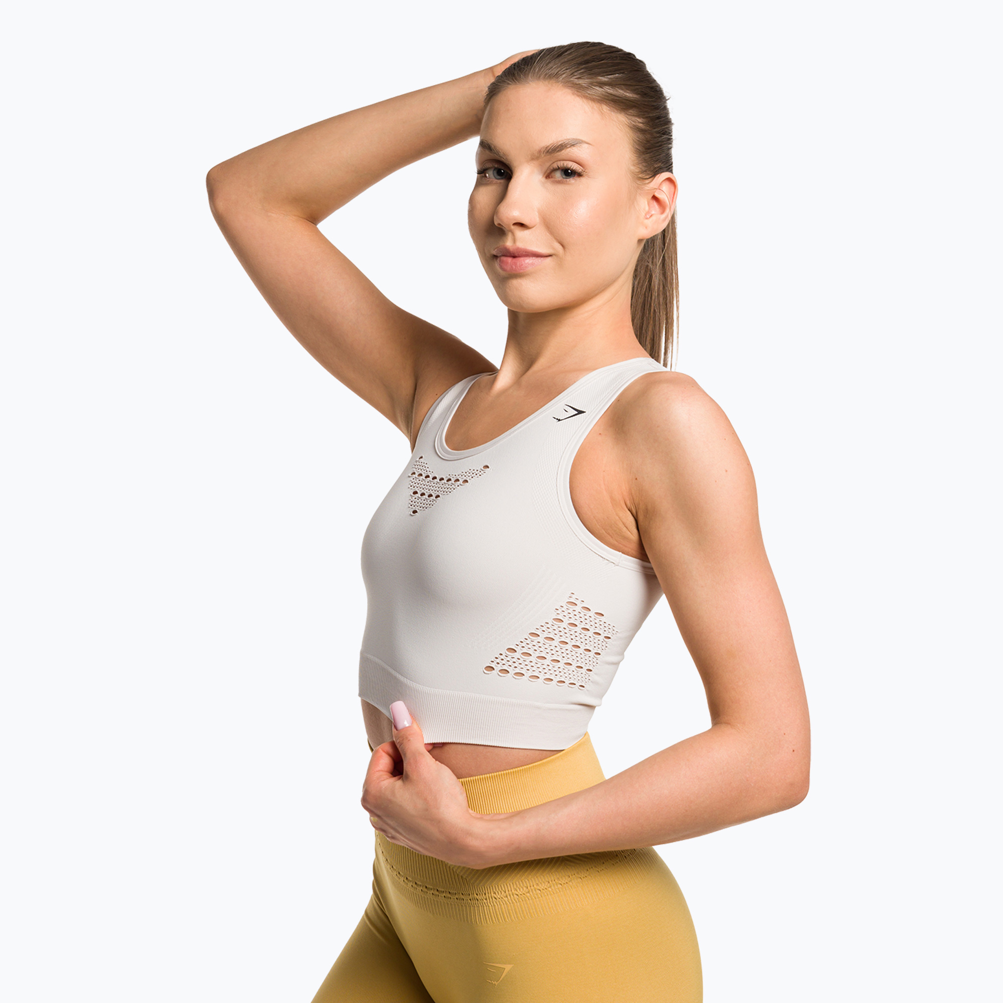 Top treningowy damski Gymshark Energy Seamless Crop Top cream white | WYSYŁKA W 24H | 30 DNI NA ZWROT