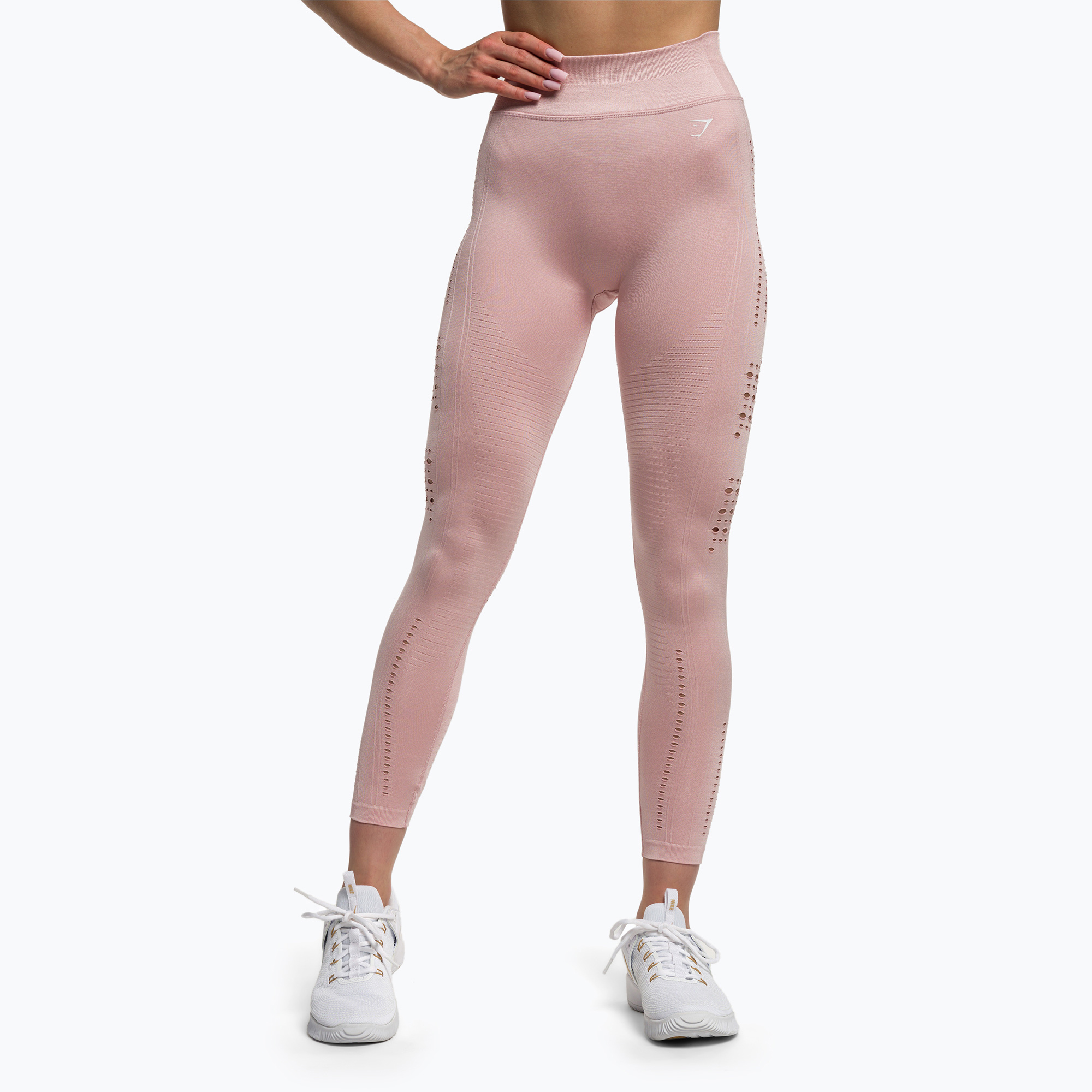 Legginsy treningowe damskie Gymshark Flawless Shine Seamless pink/white | WYSYŁKA W 24H | 30 DNI NA ZWROT