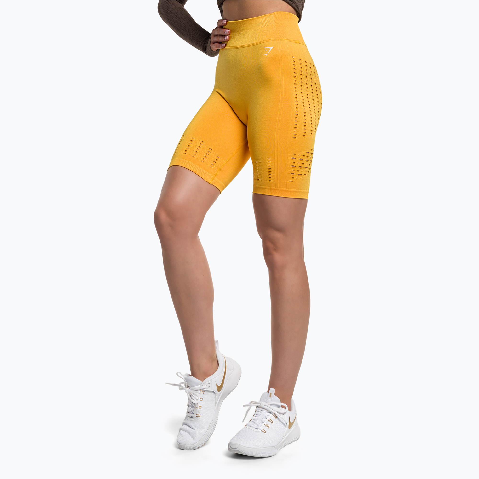 Spodenki treningowe damskie Gymshark Flawless Shine Seamless saffron/yellow | WYSYŁKA W 24H | 30 DNI NA ZWROT