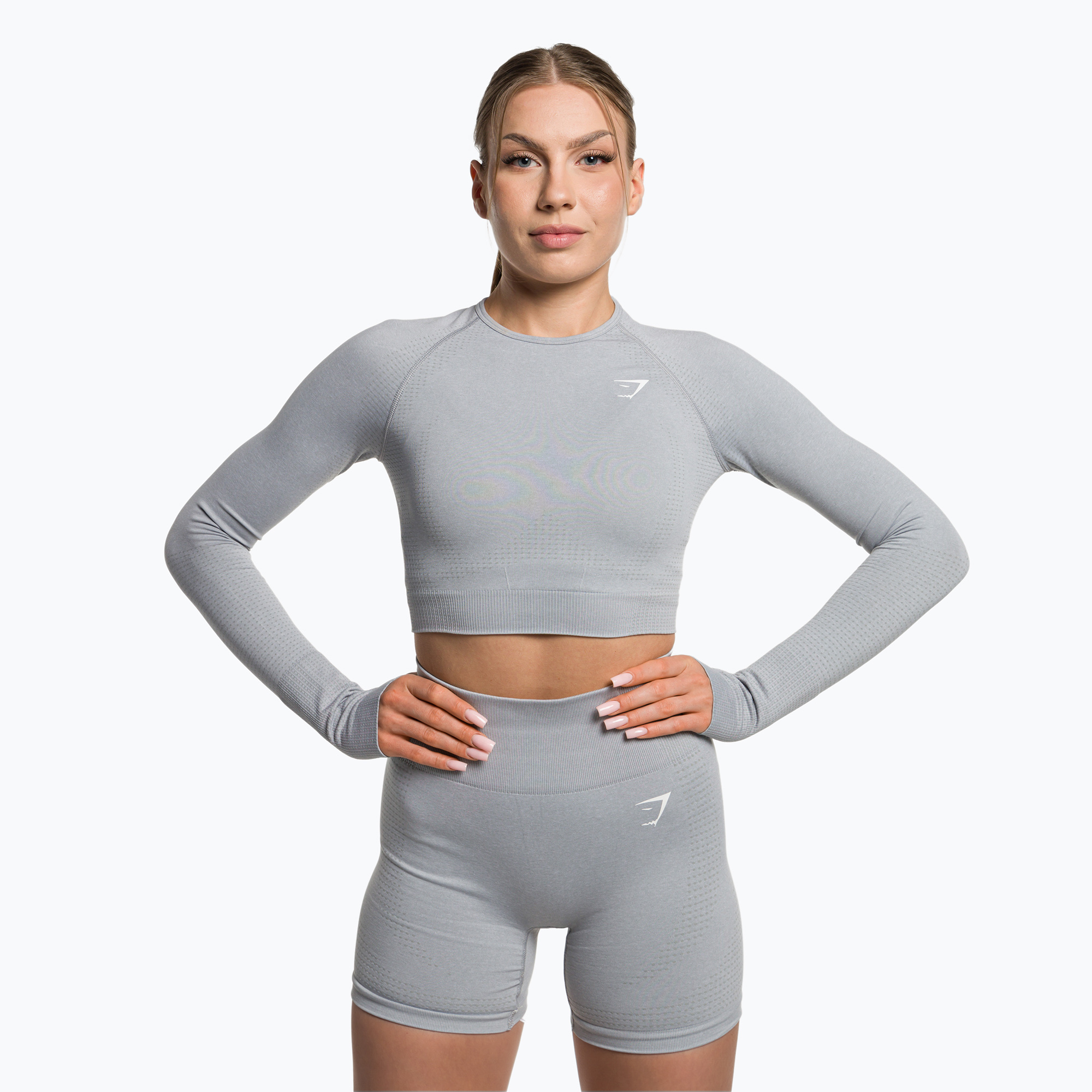 Top treningowy longsleeve damski Gymshark Vital Seamless Crop Top light grey | WYSYŁKA W 24H | 30 DNI NA ZWROT