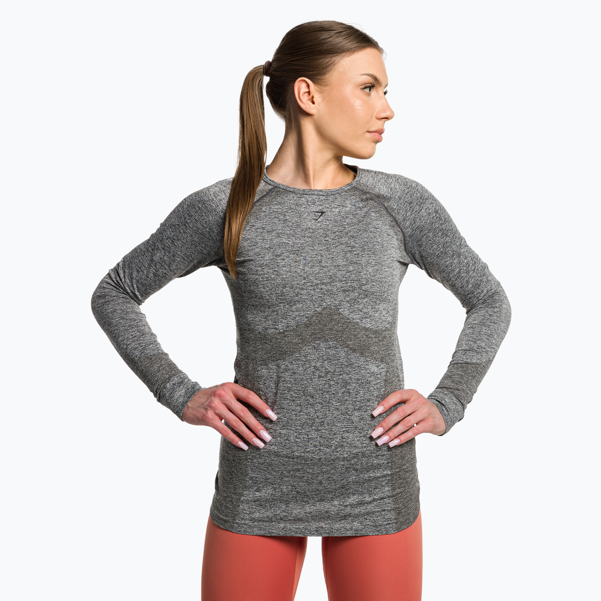 Longsleeve treningowy damski Gymshark Flex Top charcoal grey marl | WYSYŁKA W 24H | 30 DNI NA ZWROT