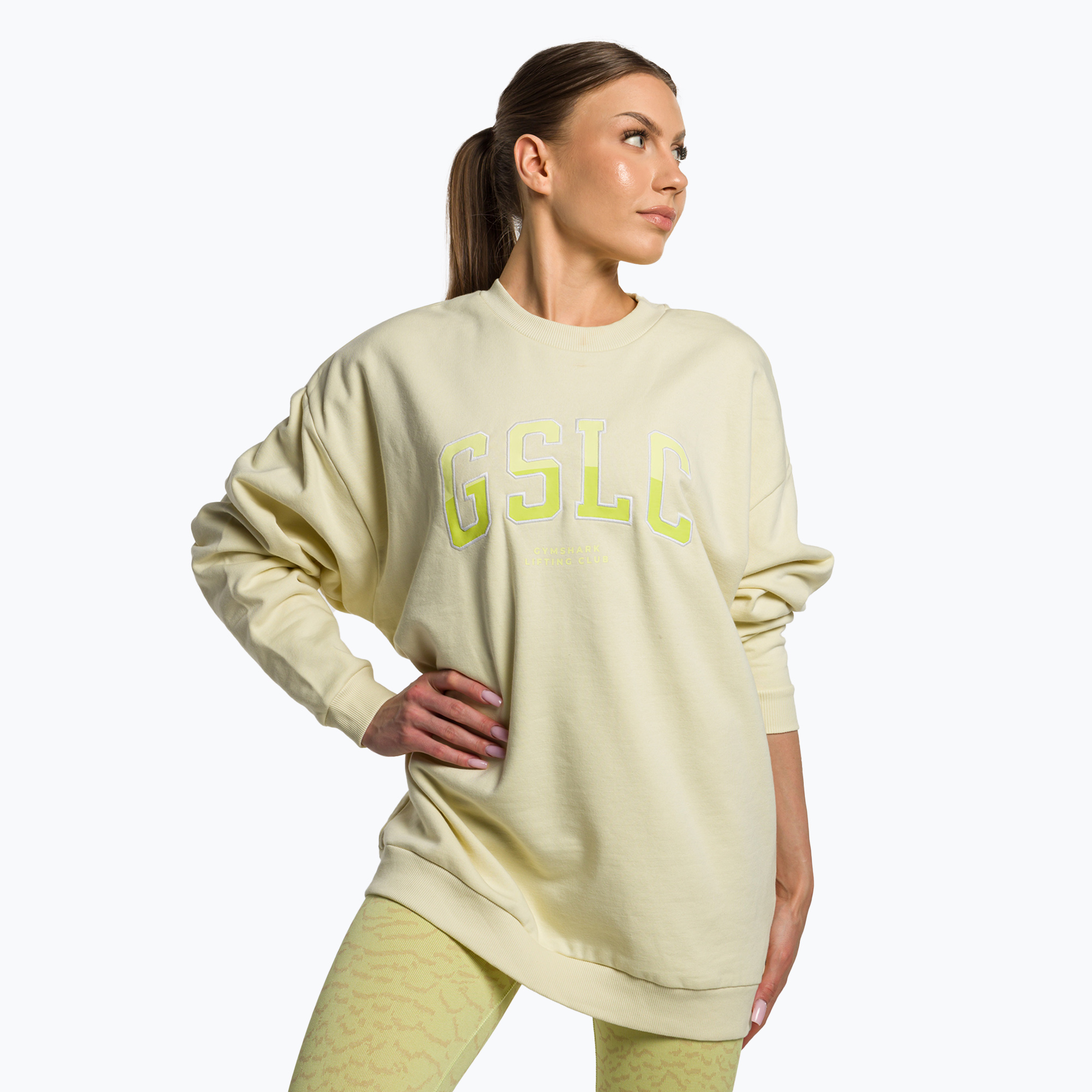 Bluza treningowa damska Gymshark Gfx Gslc Oversized yellow/white | WYSYŁKA W 24H | 30 DNI NA ZWROT