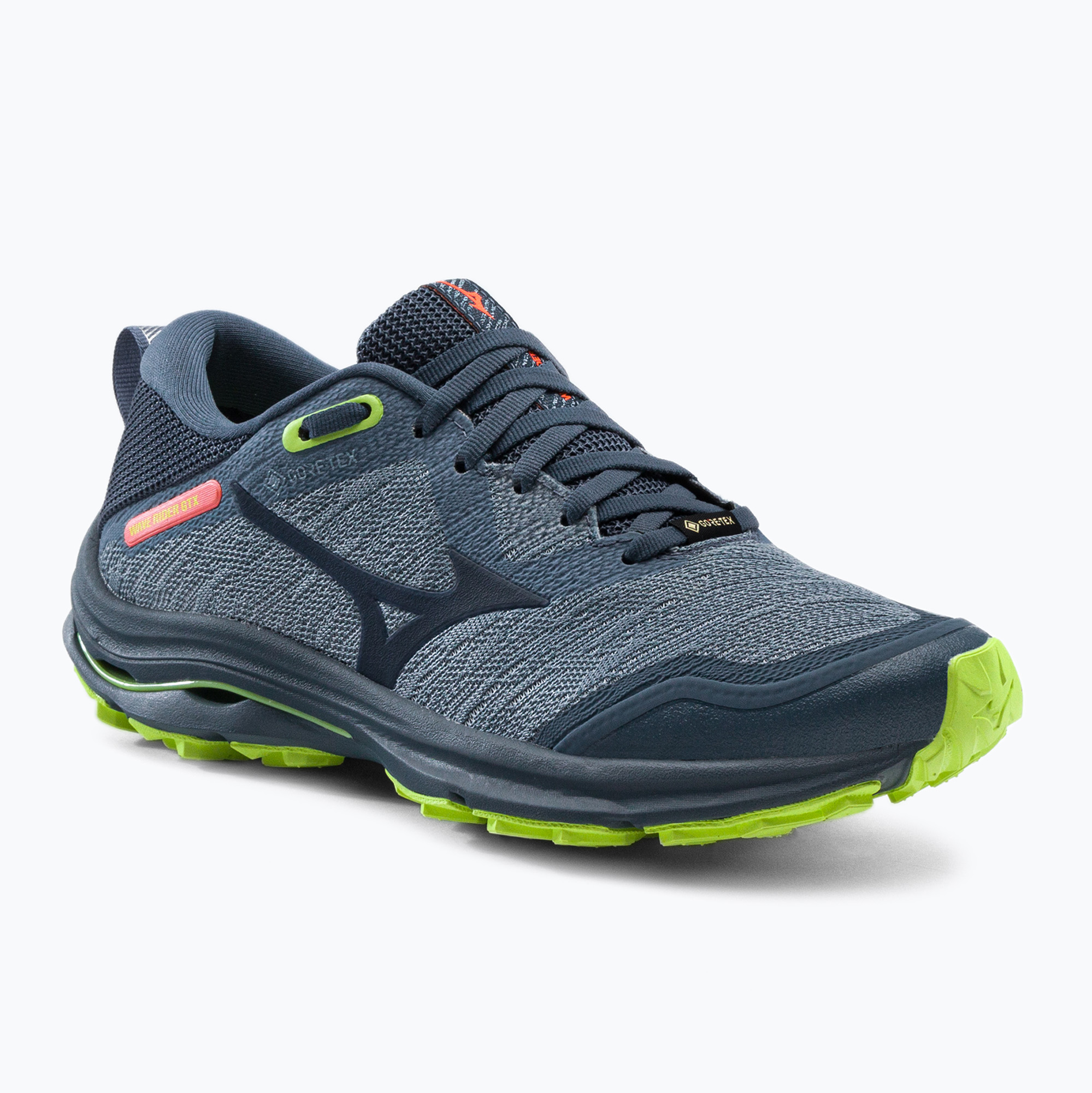 Buty do biegania damskie Mizuno Wave Rider GTX vintage indigo/ vintage indigo/ neo lime | WYSYŁKA W 24H | 30 DNI NA ZWROT