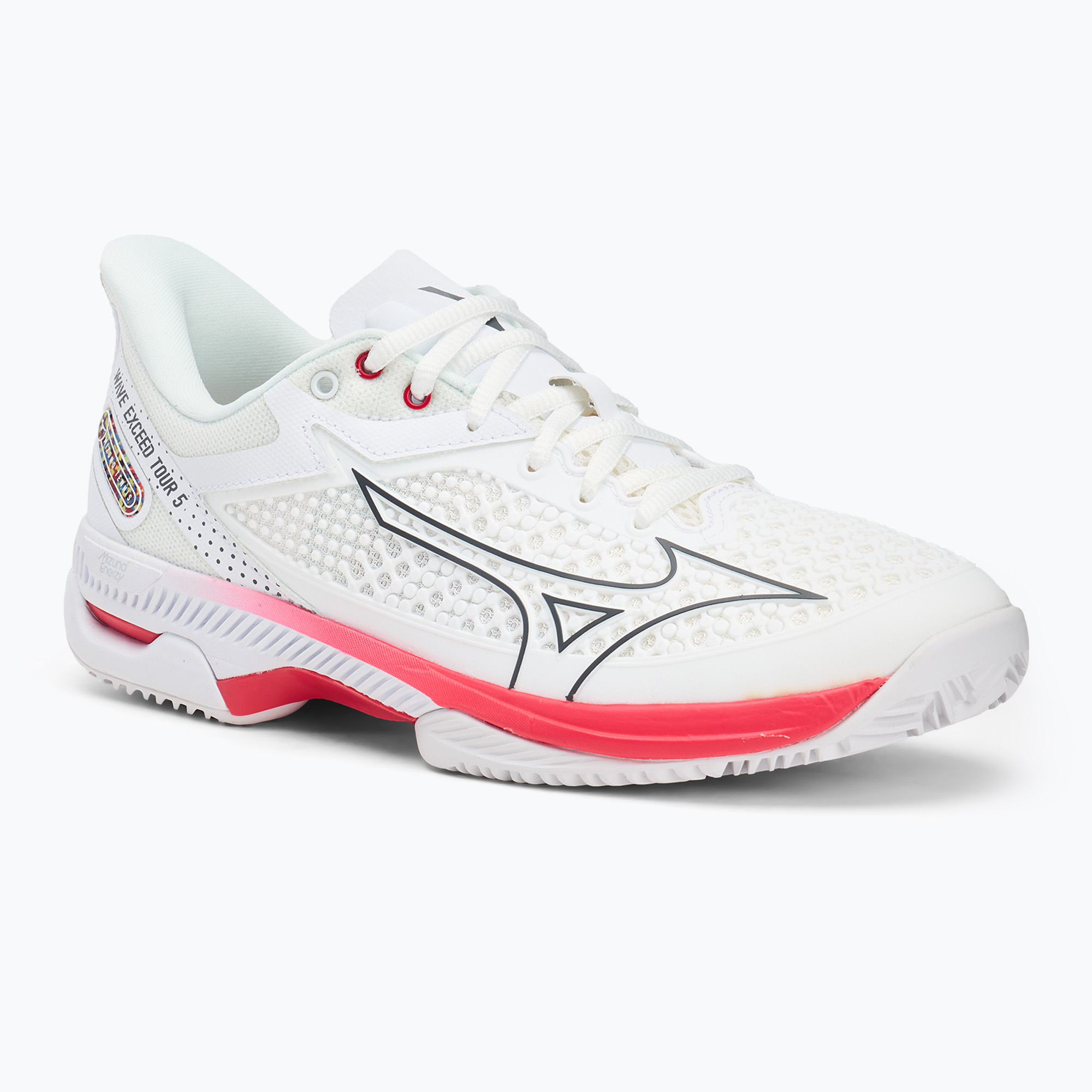 Buty do tenisa damskie Mizuno Wave Exceed Tour 5 CC undyed white/quiet shade/opera red | WYSYŁKA W 24H | 30 DNI NA ZWROT