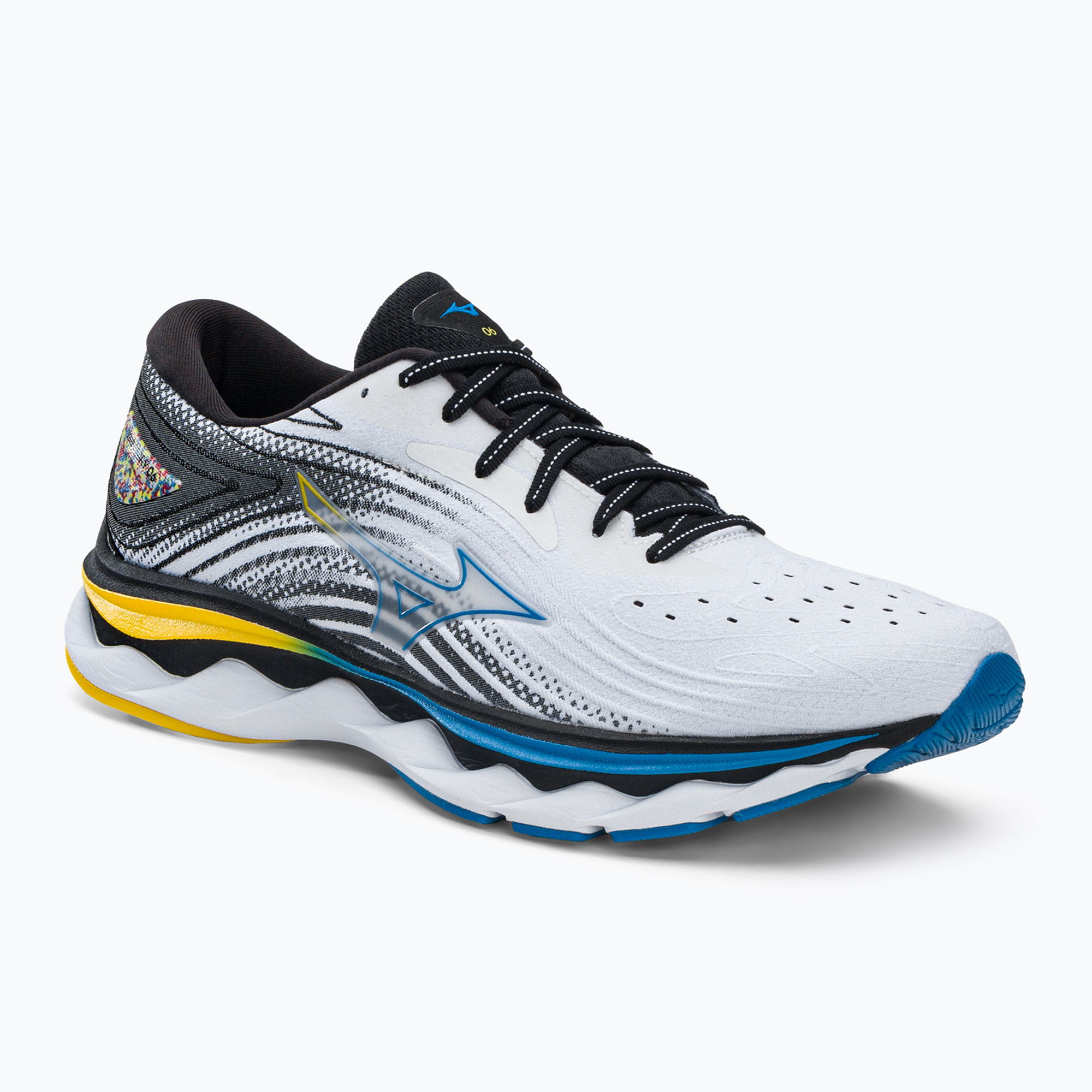 Buty do biegania męskie Mizuno Wave Sky 6 white/cyber yellow/infigo bunting | WYSYŁKA W 24H | 30 DNI NA ZWROT