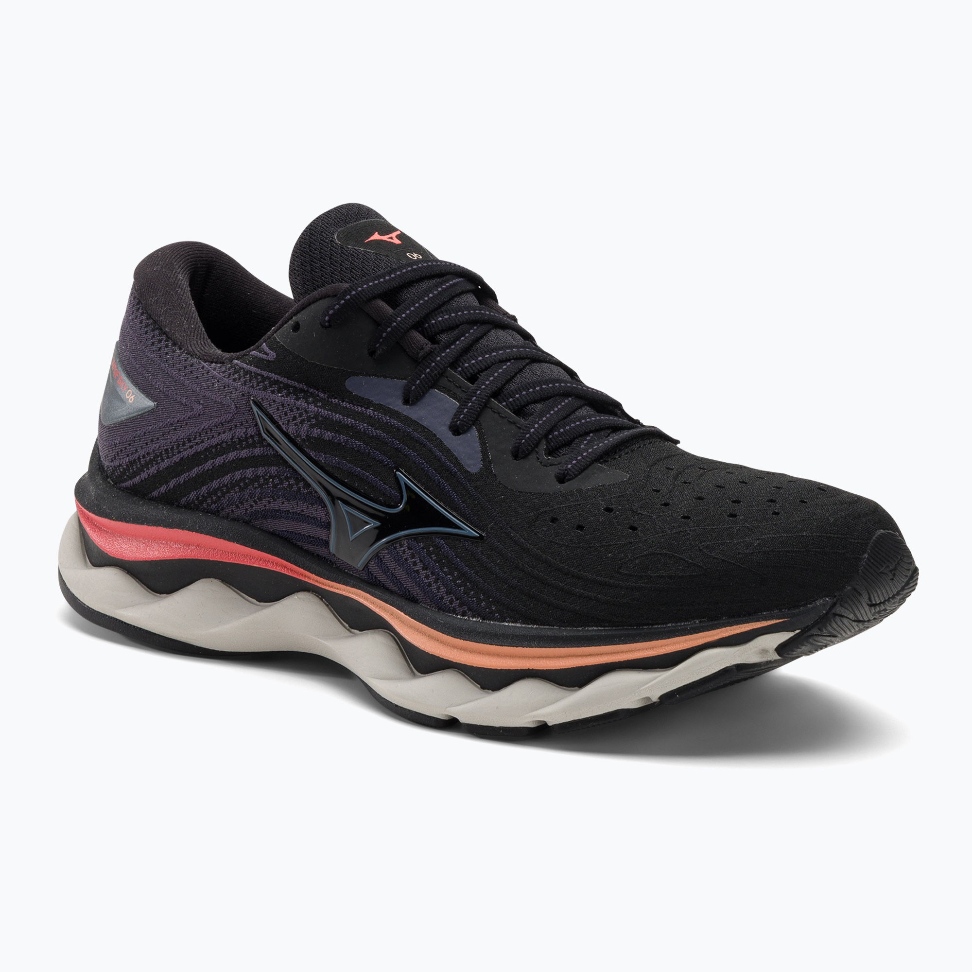 Buty do biegania damskie Mizuno Wave Sky 6 black/quicksilver/hot coral | WYSYŁKA W 24H | 30 DNI NA ZWROT