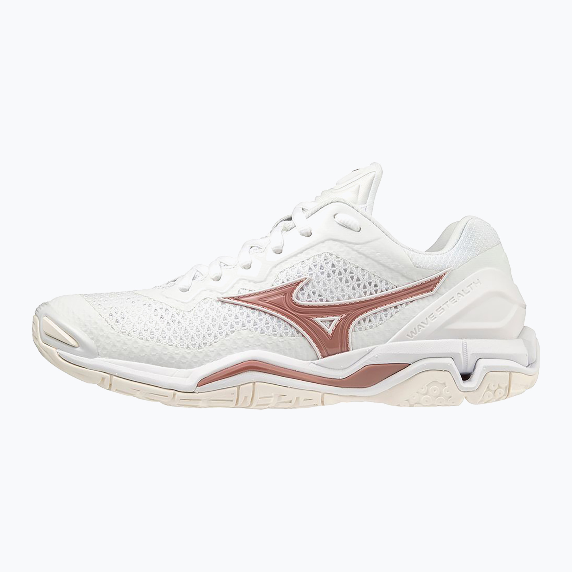 Buty do piłki ręcznej damskie Mizuno Wave Stealth V white/rose/snow white 