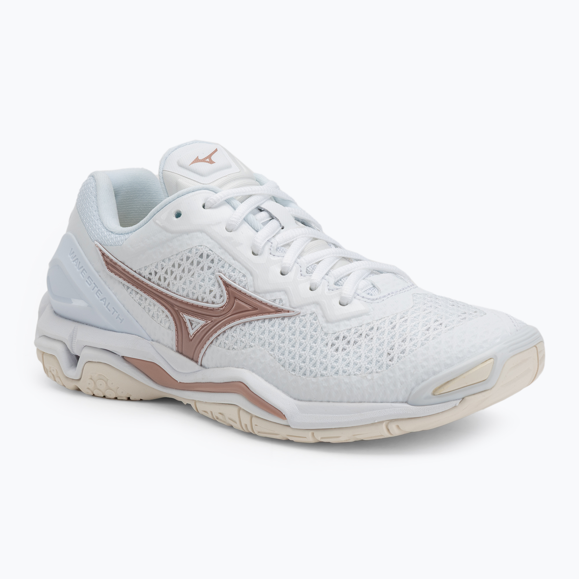 Buty do piłki ręcznej damskie Mizuno Wave Stealth V white/rose/snow white 