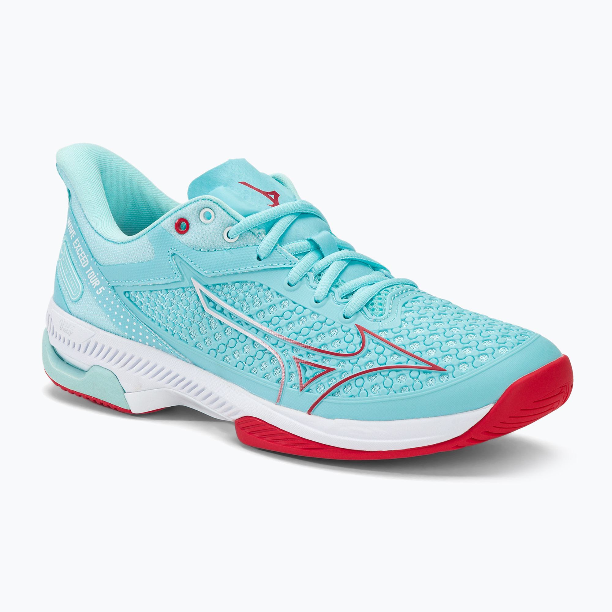 Buty do tenisa damskie Mizuno Wave Exceed Tour 5 AC tanger turquoise/fiery coral 2/white | WYSYŁKA W 24H | 30 DNI NA ZWROT