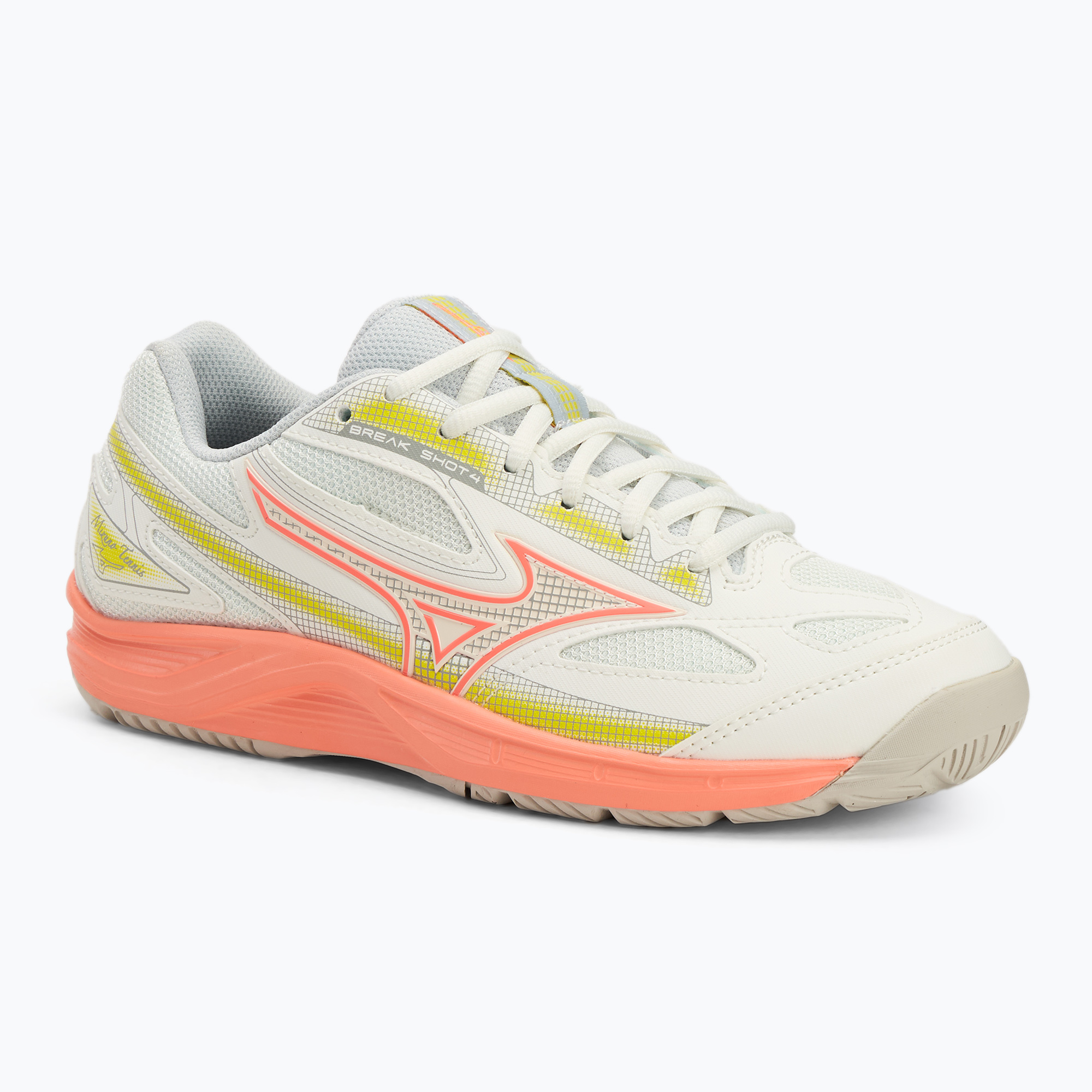 Buty do tenisa damskie Mizuno Break Shot 4 AC snow white/ neon flame/ ghost gray | WYSYŁKA W 24H | 30 DNI NA ZWROT