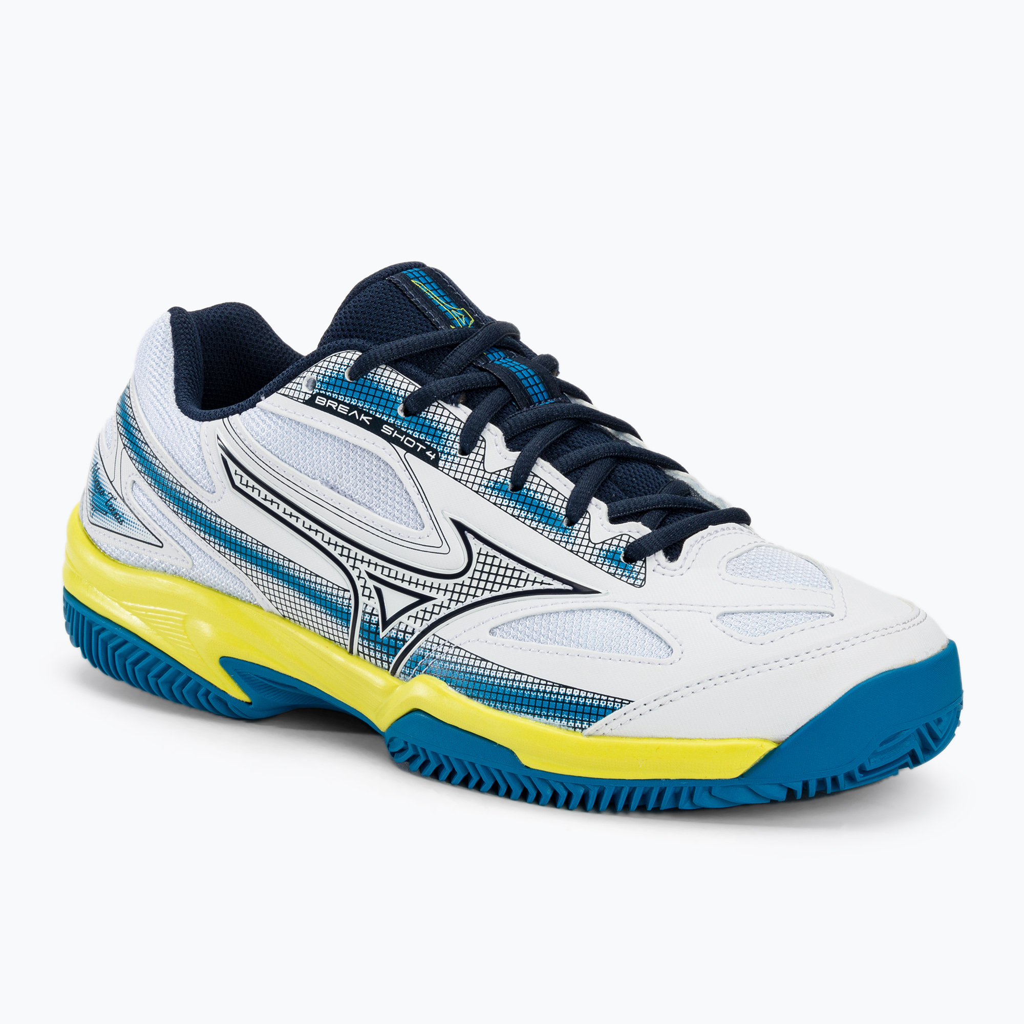 Buty do tenisa męskie Mizuno Break Shot 4 CC white/ dress blues/ sulphur spring | WYSYŁKA W 24H | 30 DNI NA ZWROT