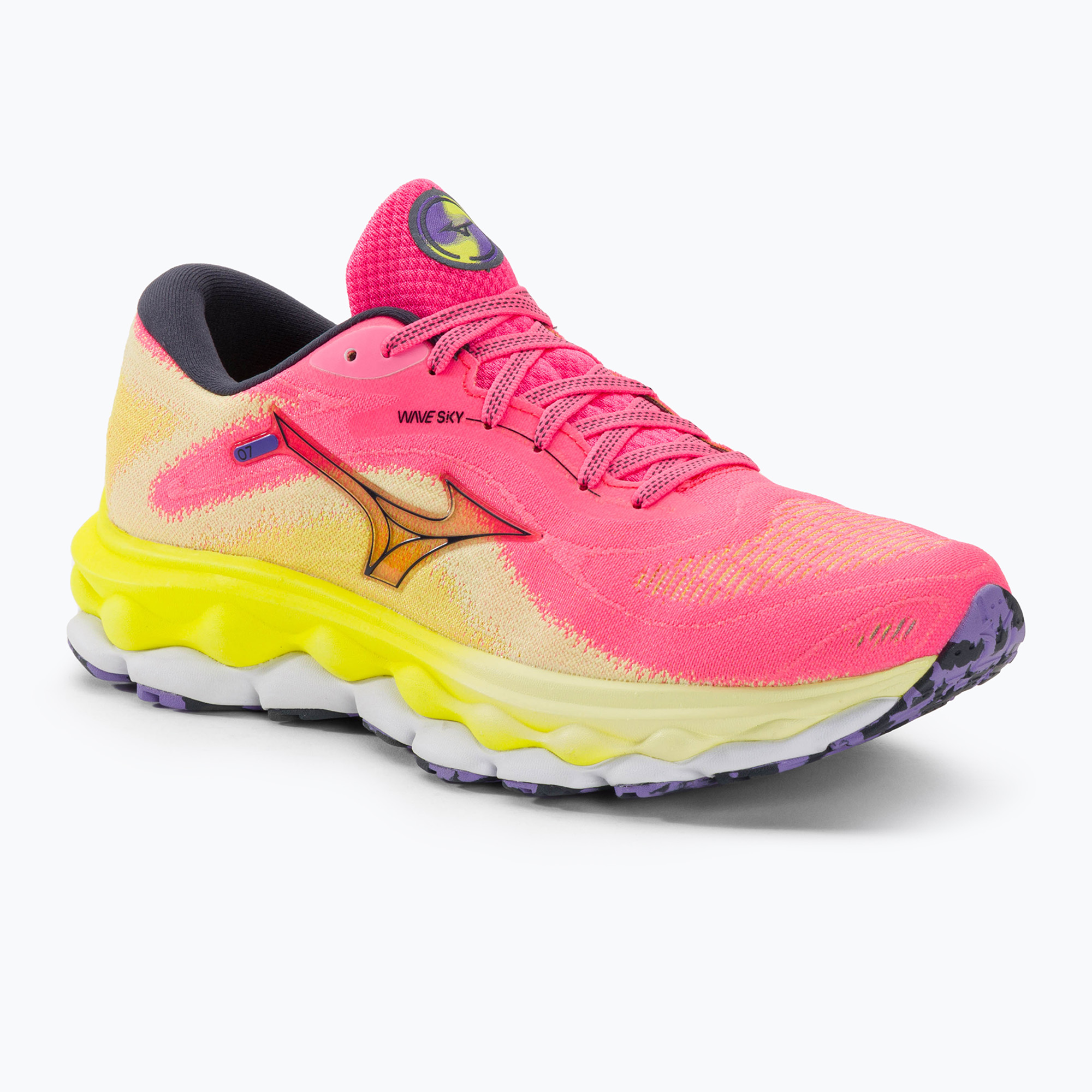 Buty do biegania damskie Mizuno Wave Sky 7 highvpink/ombre blue/bolt2neon | WYSYŁKA W 24H | 30 DNI NA ZWROT