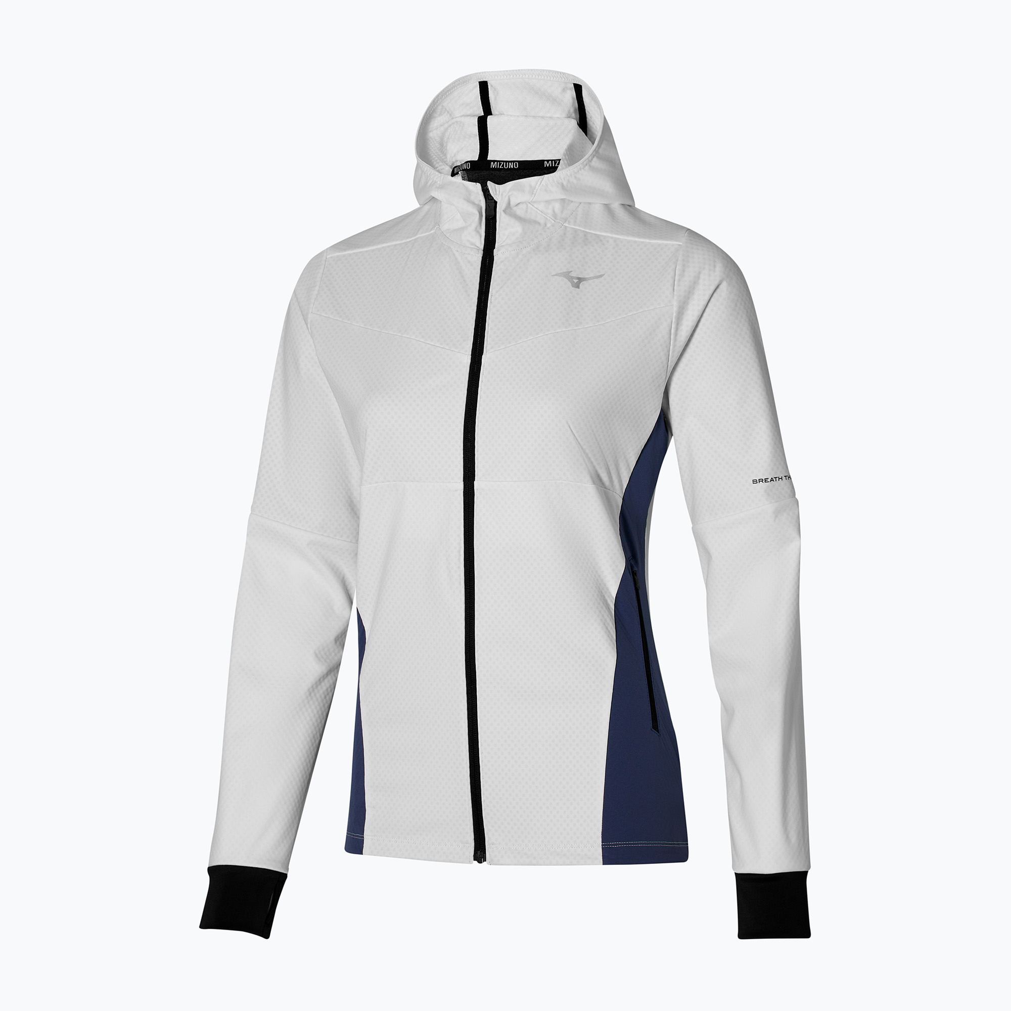 Kurtka do biegania damska Mizuno Thermal Charge Breath Thermo snow white/nightshadow blue 