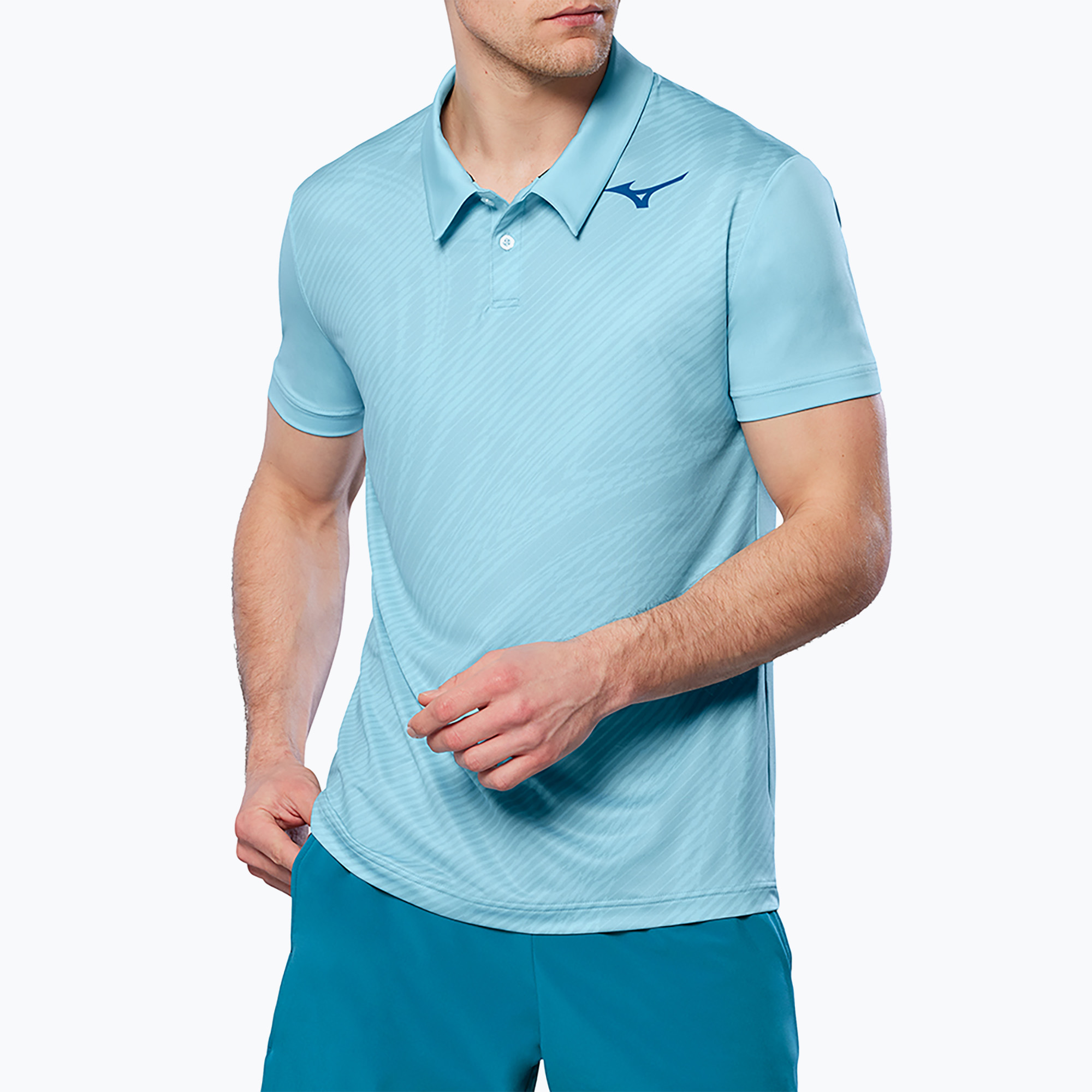 Koszulka polo tenisowa męska Mizuno Charge Shadow Polo blue glow | WYSYŁKA W 24H | 30 DNI NA ZWROT