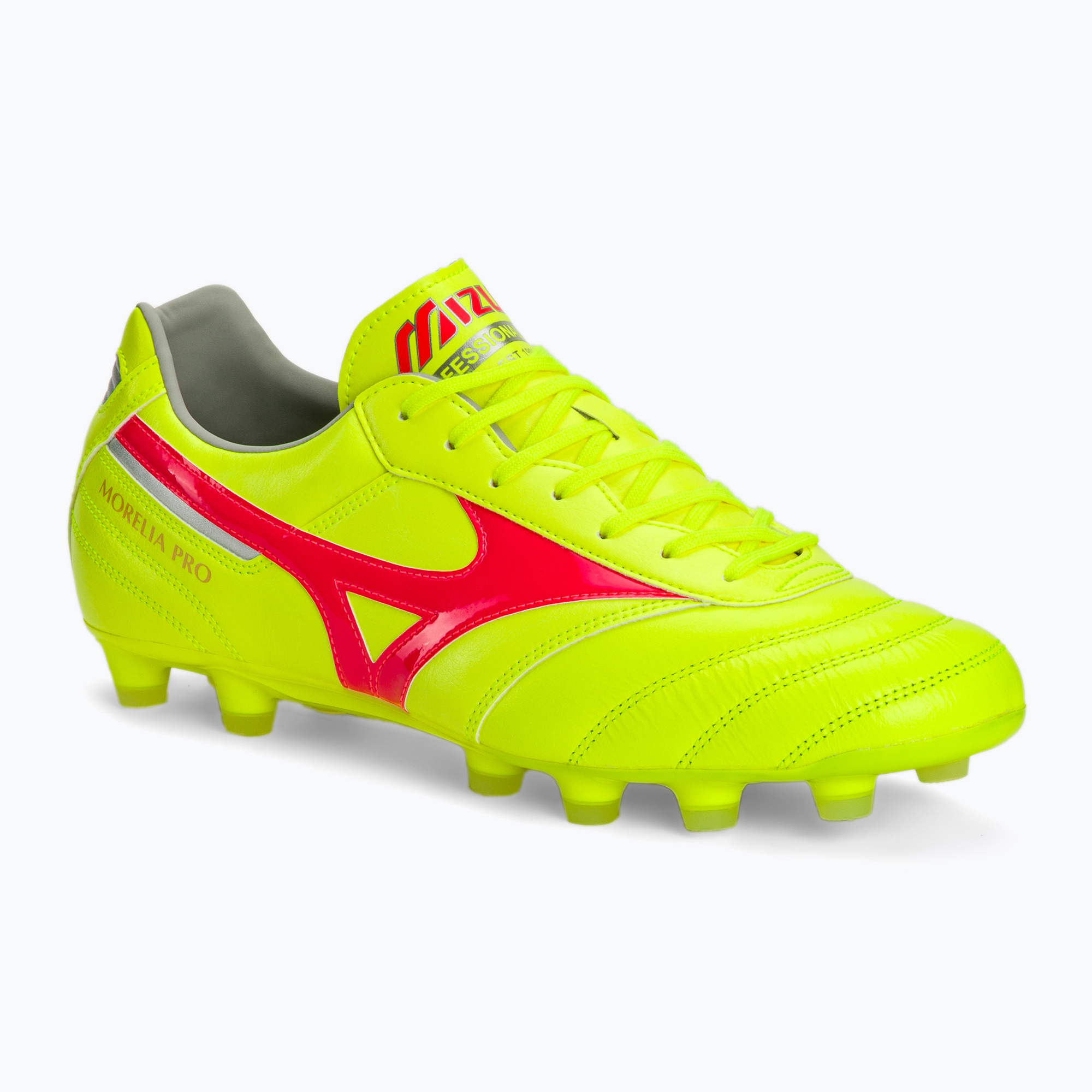 Buty piłkarskie Mizuno Morelia II Pro MD safety yellow/fiery coral 2/galaxy silver | WYSYŁKA W 24H | 30 DNI NA ZWROT