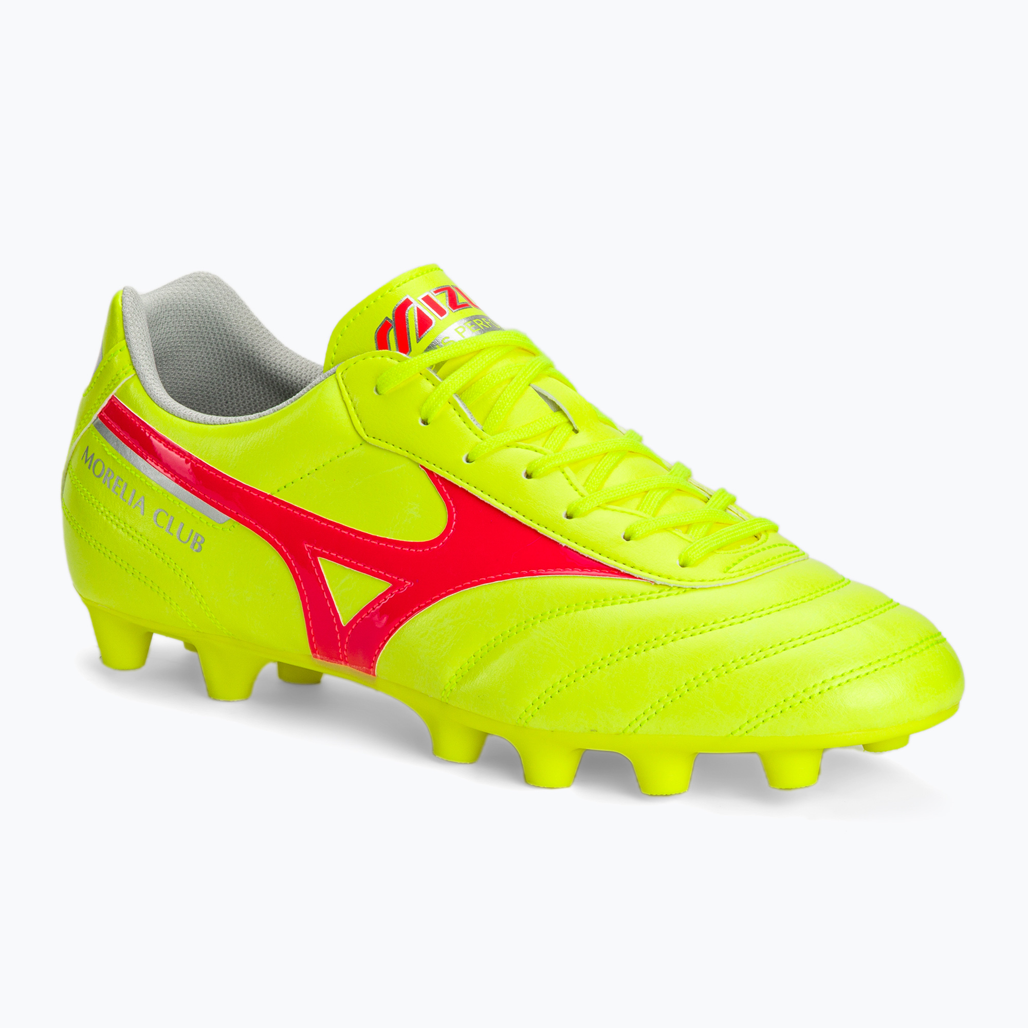 Фото - Футбольні бутси Mizuno Buty piłkarskie męskie  Morelia II Club MD safety yellow/fiery coral 