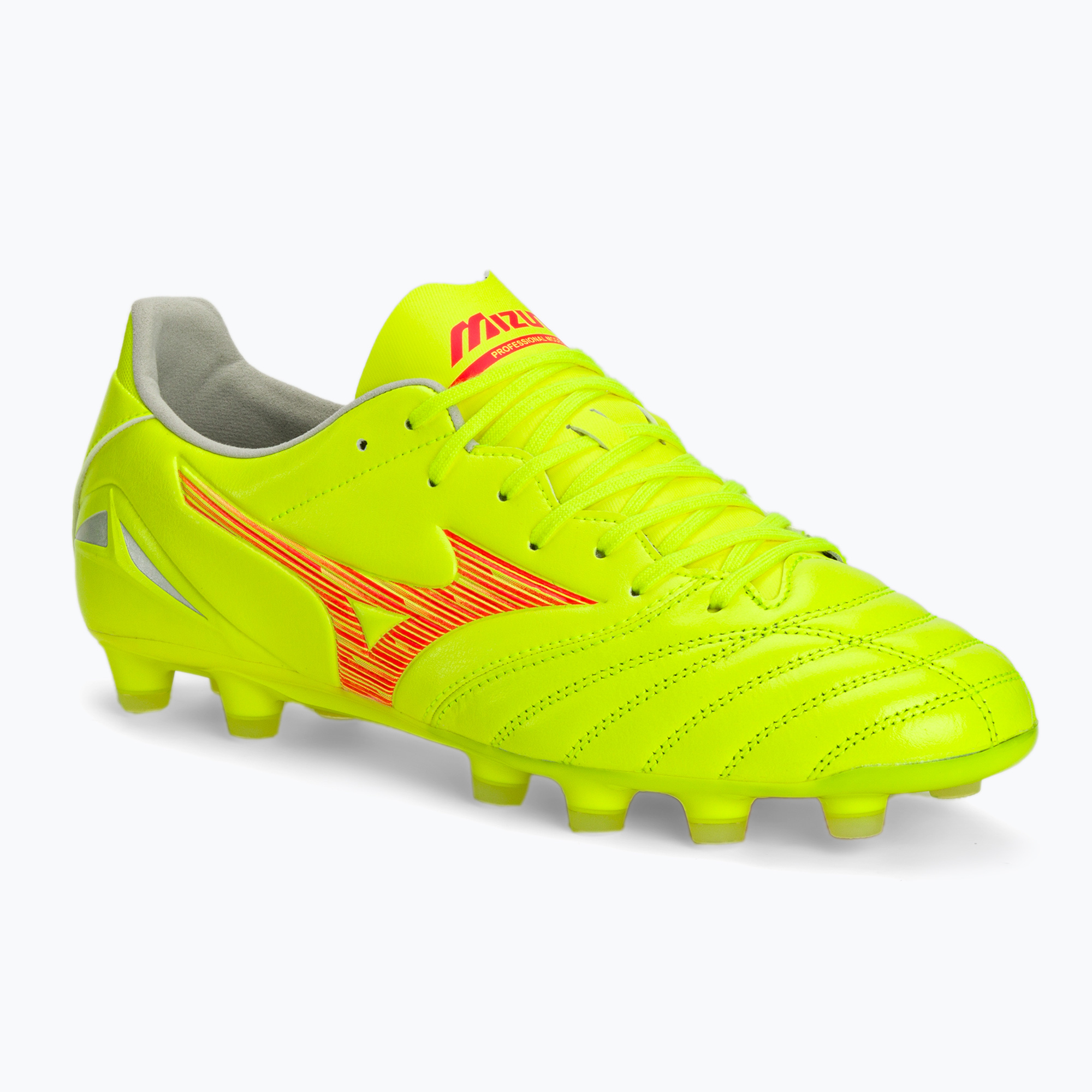 Buty piłkarskie Mizuno Morelia Neo IV Pro MD safety yellow/ fiery coral 2/ galaxy silver | WYSYŁKA W 24H | 30 DNI NA ZWROT