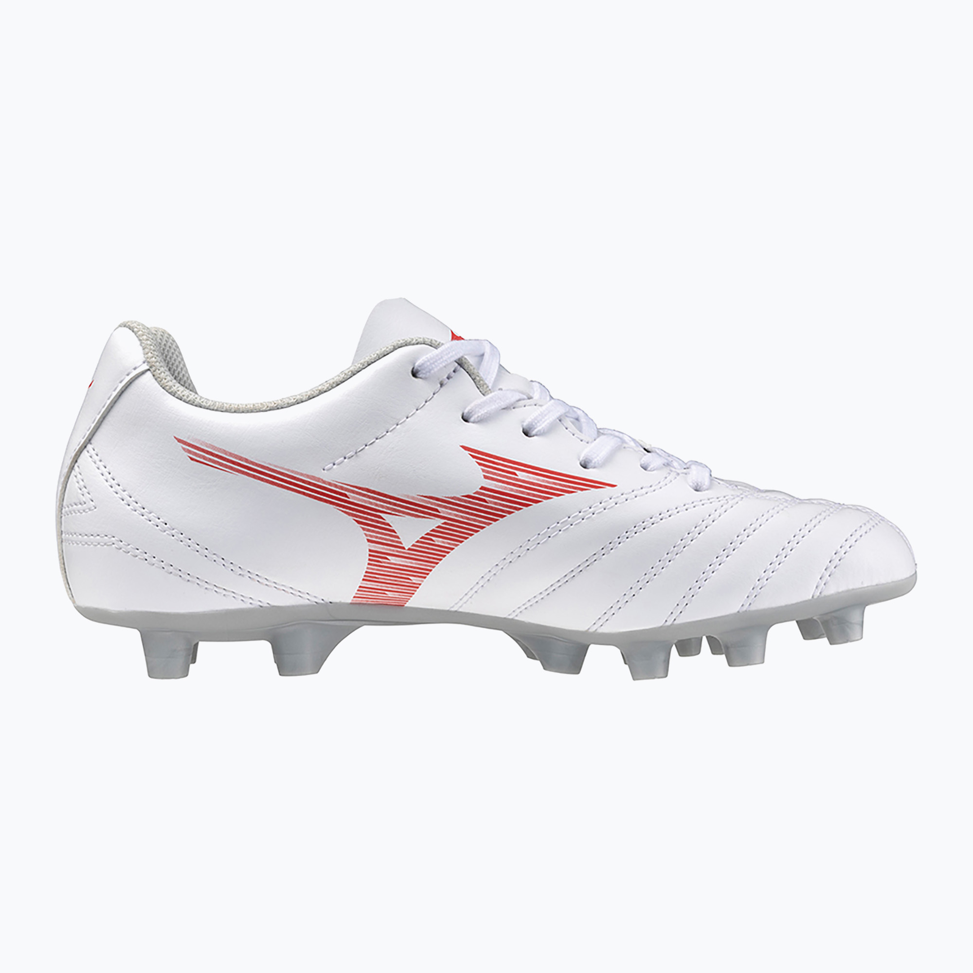 Buty piłkarskie dziecięce Mizuno Monarcida Neo III Select Jr MD white/radiant red 