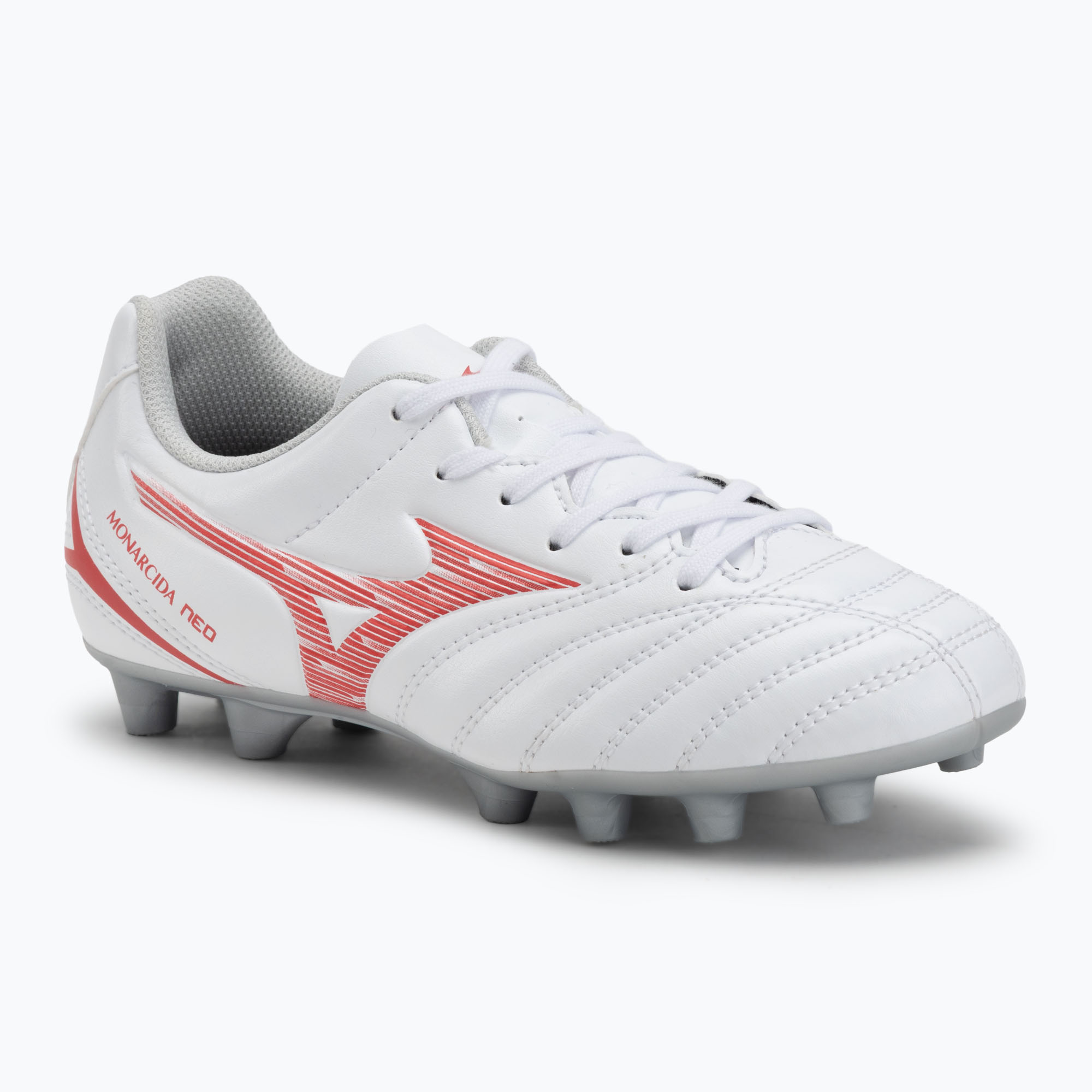 Buty piłkarskie dziecięce Mizuno Monarcida Neo III Select Jr MD white/radiant red 