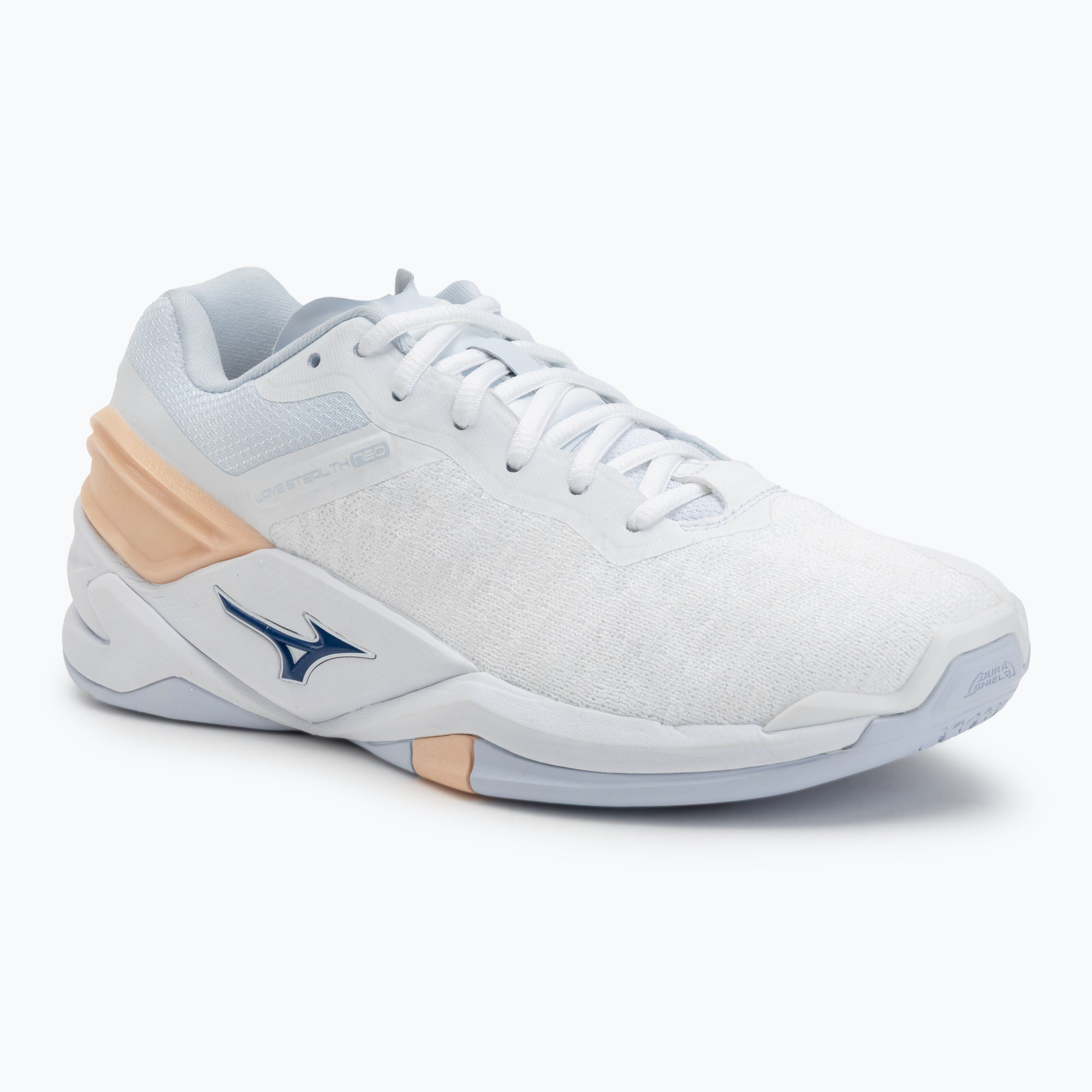 Buty do piłki ręcznej damskie Mizuno Wave Stealth Neo white/navy peony/peach parfait 