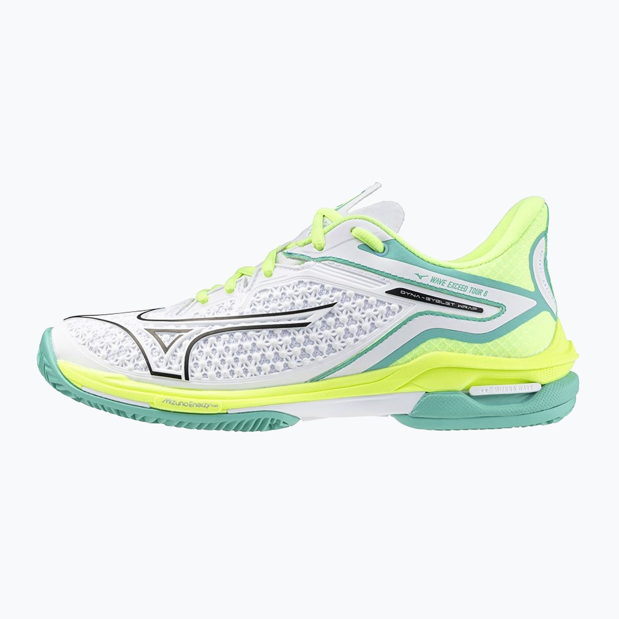 Buty do tenisa damskie Mizuno Wave Exceed Tour 6 CC W white/black/mizuno neo lime 