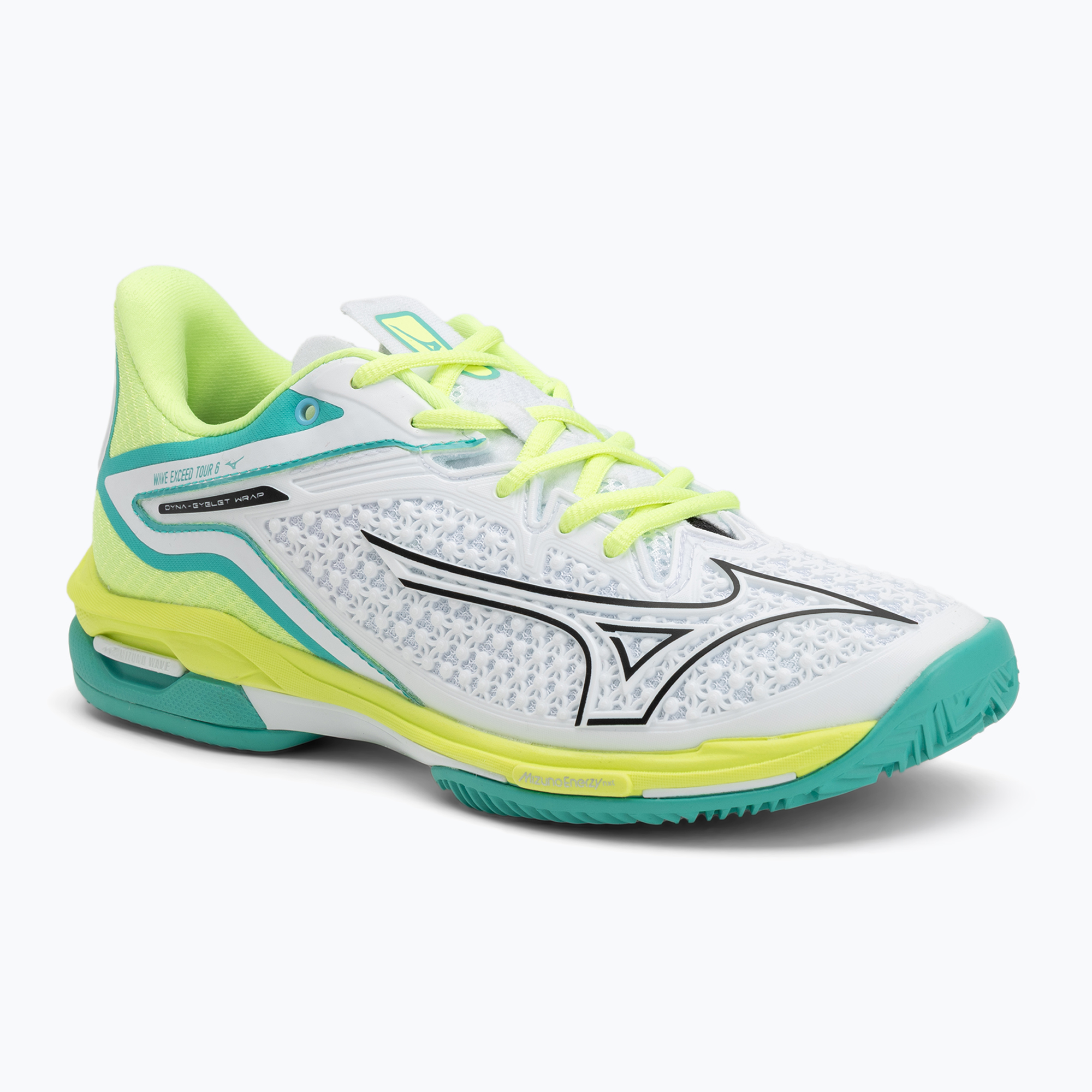 Buty do tenisa damskie Mizuno Wave Exceed Tour 6 CC W white/black/mizuno neo lime 