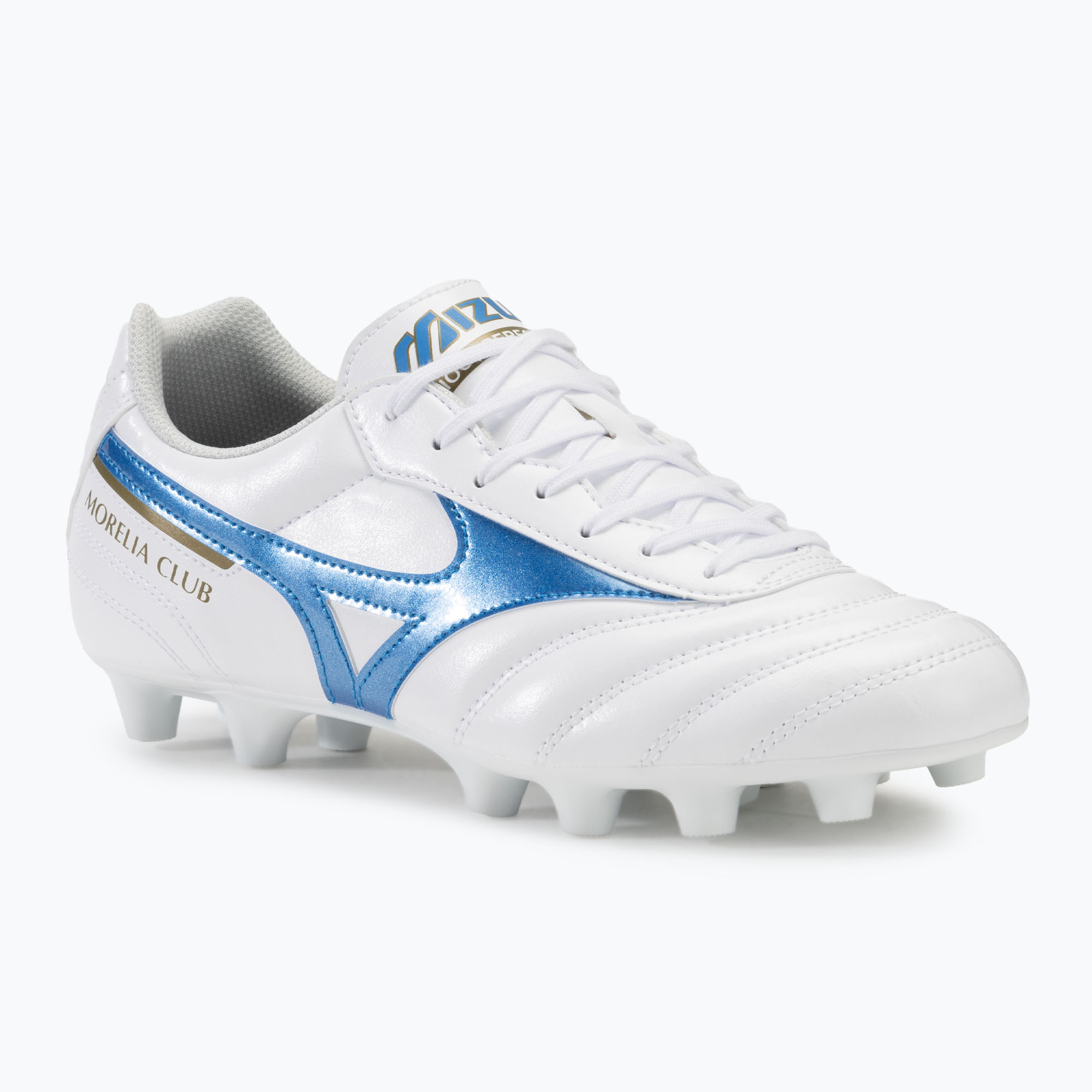 Buty piłkarskie Mizuno Morelia II Club FG white/laser blue/gold | WYSYŁKA W 24H | 30 DNI NA ZWROT