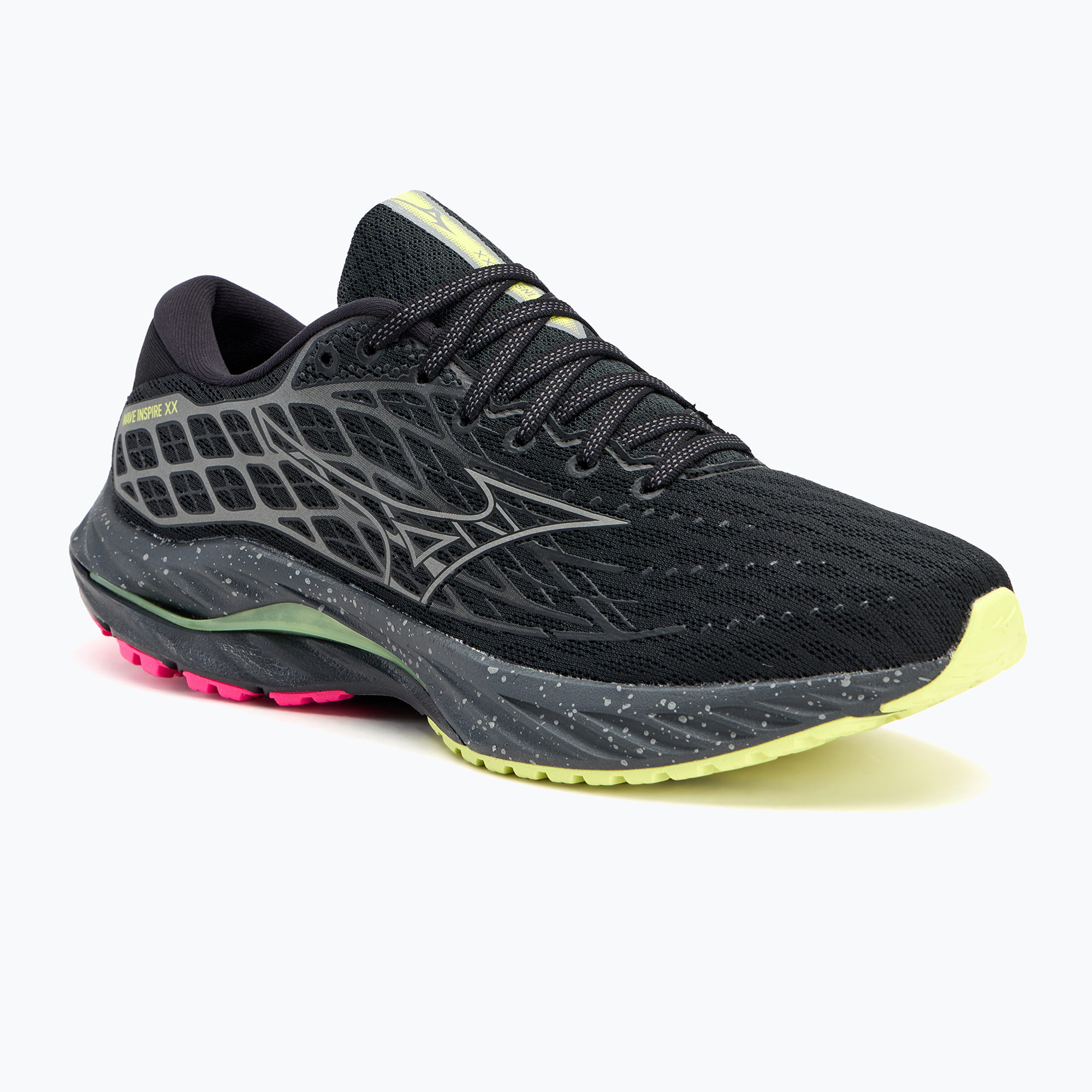 Buty do biegania męskie Mizuno Wave Inspire 20 black/silver/sunny lime | WYSYŁKA W 24H | 30 DNI NA ZWROT