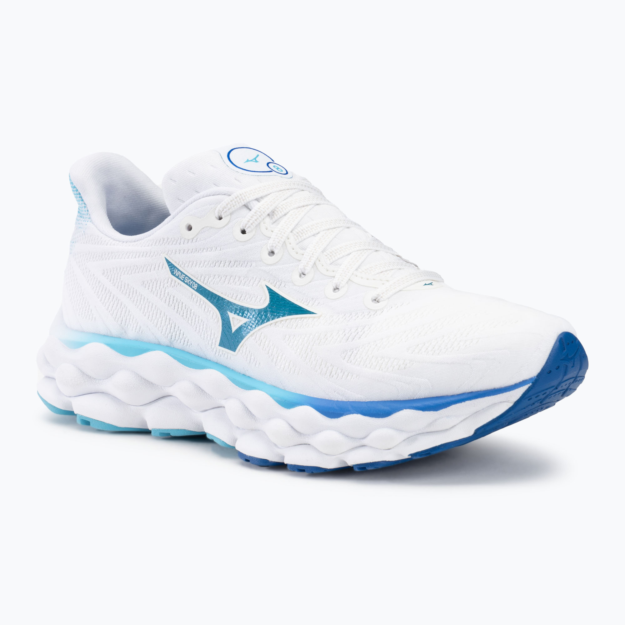 Buty do biegania damskie Mizuno Wave Sky 8 white/laser blue/mugen blue | WYSYŁKA W 24H | 30 DNI NA ZWROT