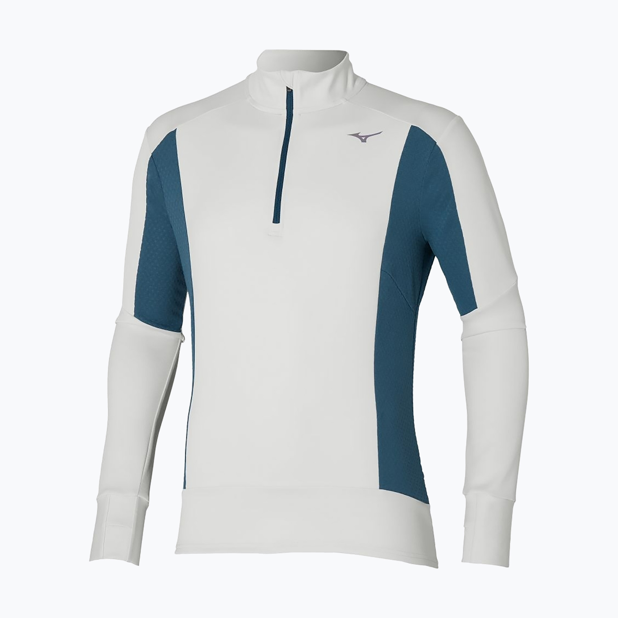 Bluza do biegania męska Mizuno Warmalite Half Zip nimbus cloud/ blue wing teal | WYSYŁKA W 24H | 30 DNI NA ZWROT