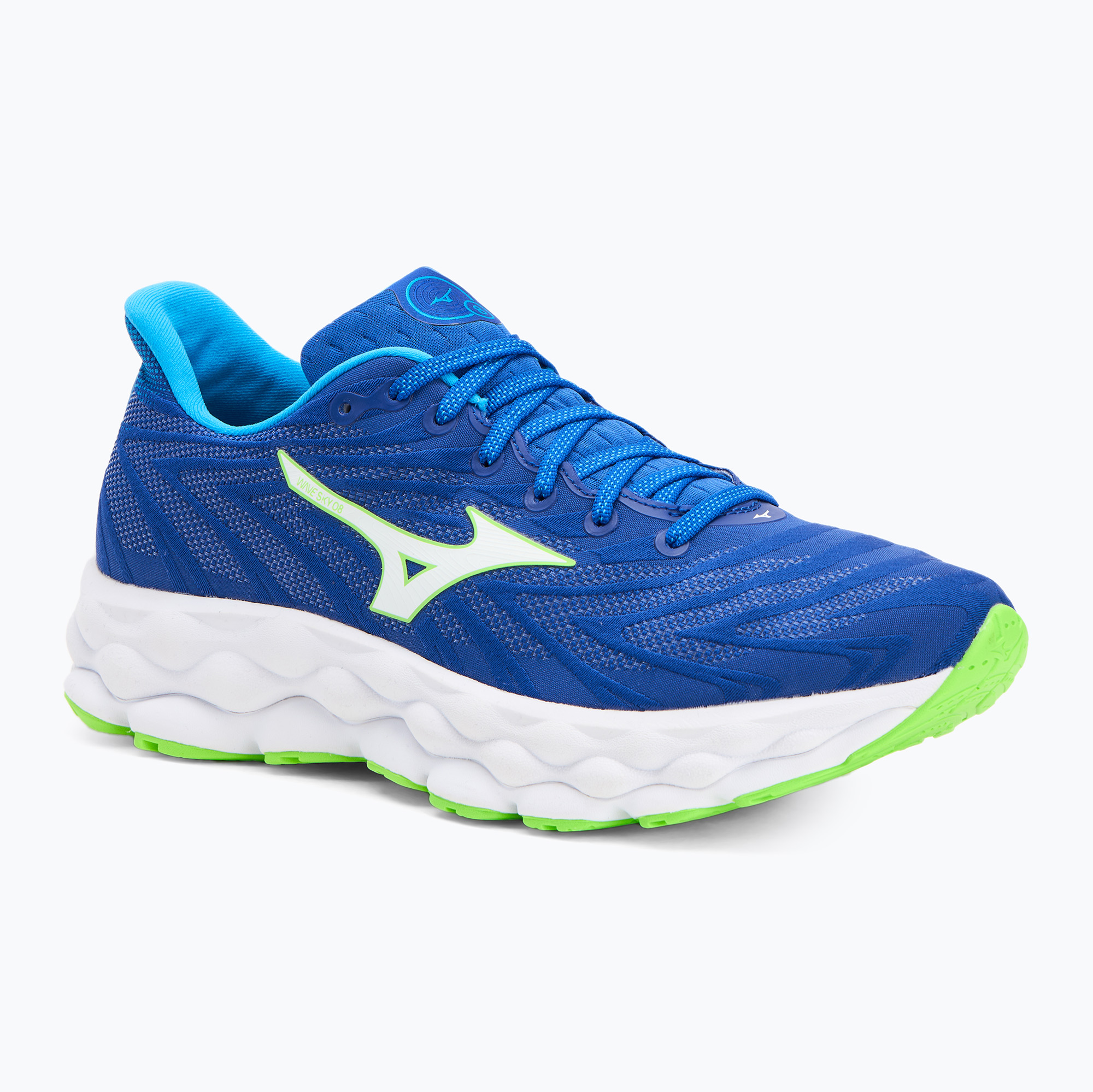 Buty do biegania męskie Mizuno Wave Sky 8 reflex blue c/white/green geck | WYSYŁKA W 24H | 30 DNI NA ZWROT