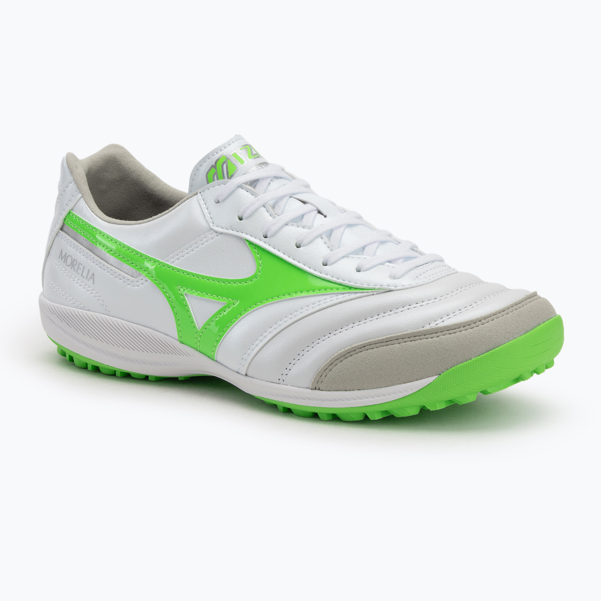 Buty piłkarskie Mizuno Morelia Sala Elite TF white/neon green/galaxy silver 