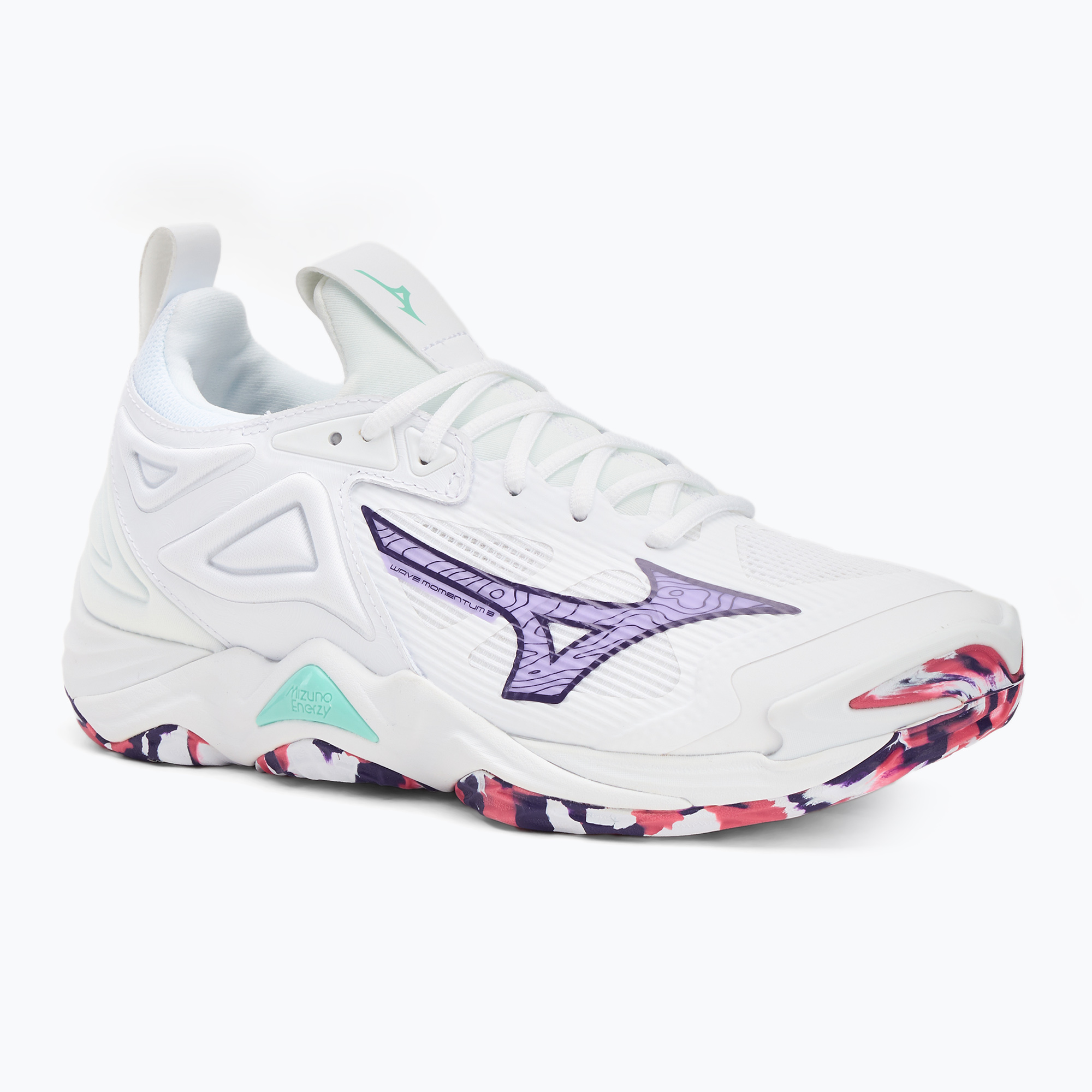 Buty do siatkówki damskie  Mizuno Wave Momentum 3 white/violet indigo/camellia rose | WYSYŁKA W 24H | 30 DNI NA ZWROT