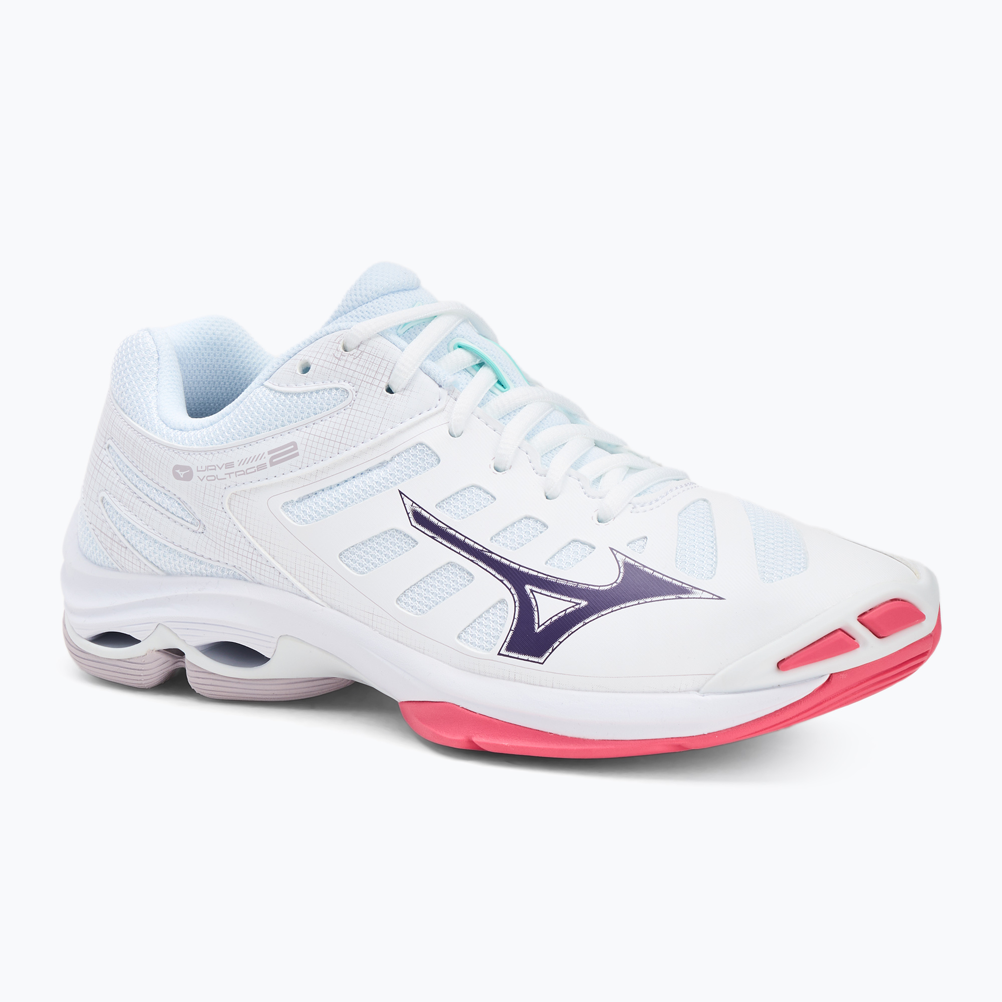 Buty do siatkówki damskie Mizuno Wave Voltage 2 white/violet indigo/camellia rose | WYSYŁKA W 24H | 30 DNI NA ZWROT