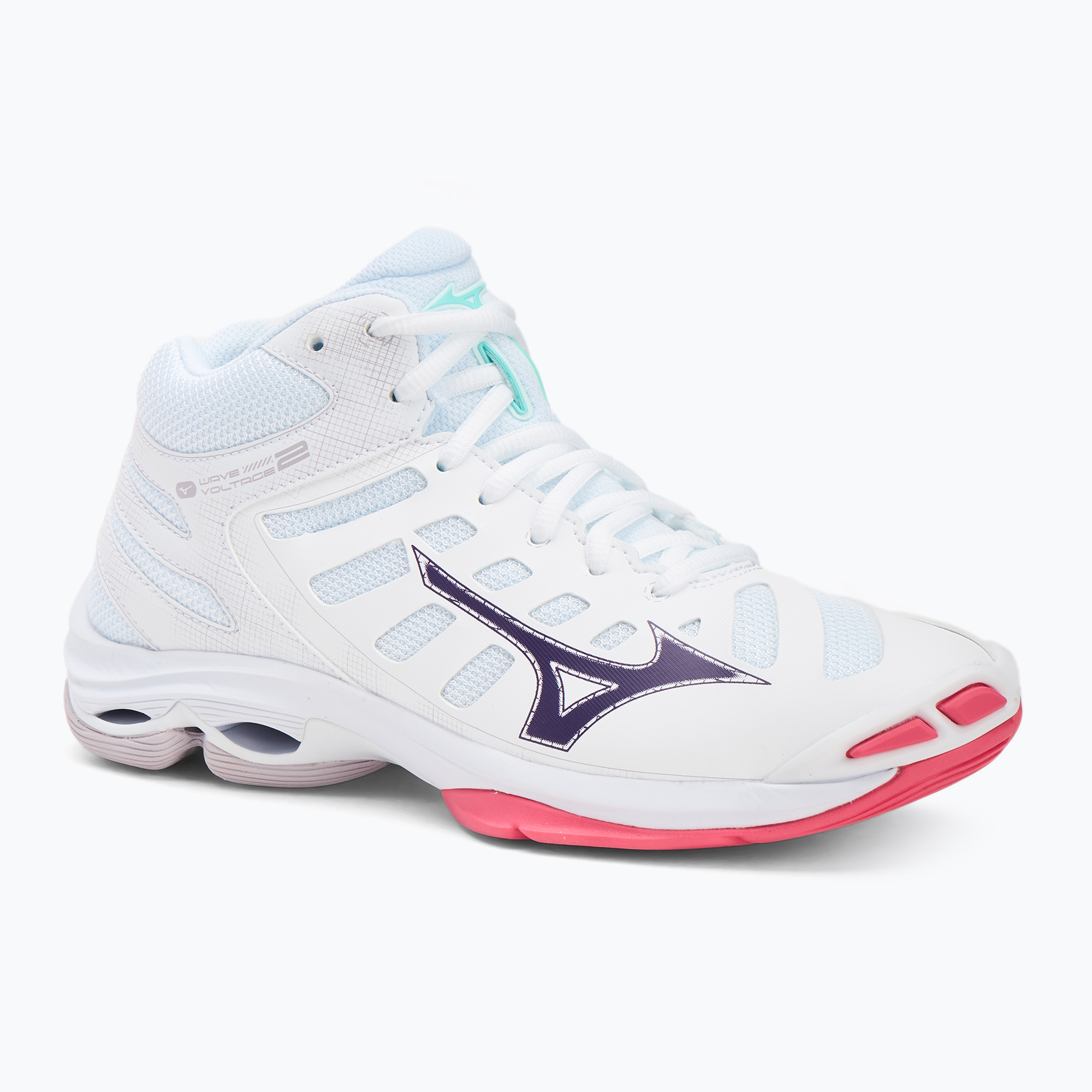 Buty do siatkówki damskie Mizuno Wave Voltage 2 Mid white/violet indigo/camellia rose | WYSYŁKA W 24H | 30 DNI NA ZWROT