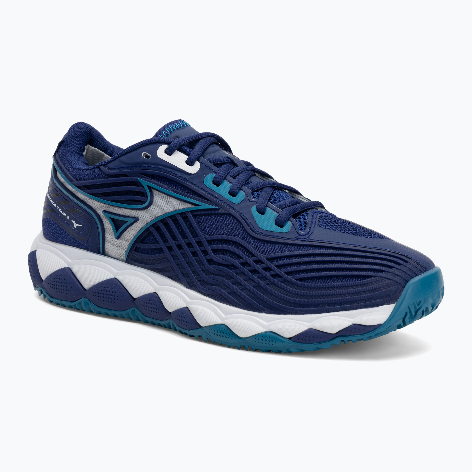 Buty do tenisa męskie Mizuno Wave Enforce Tour 2 CC bellwether blue/ white/ fjord blue 