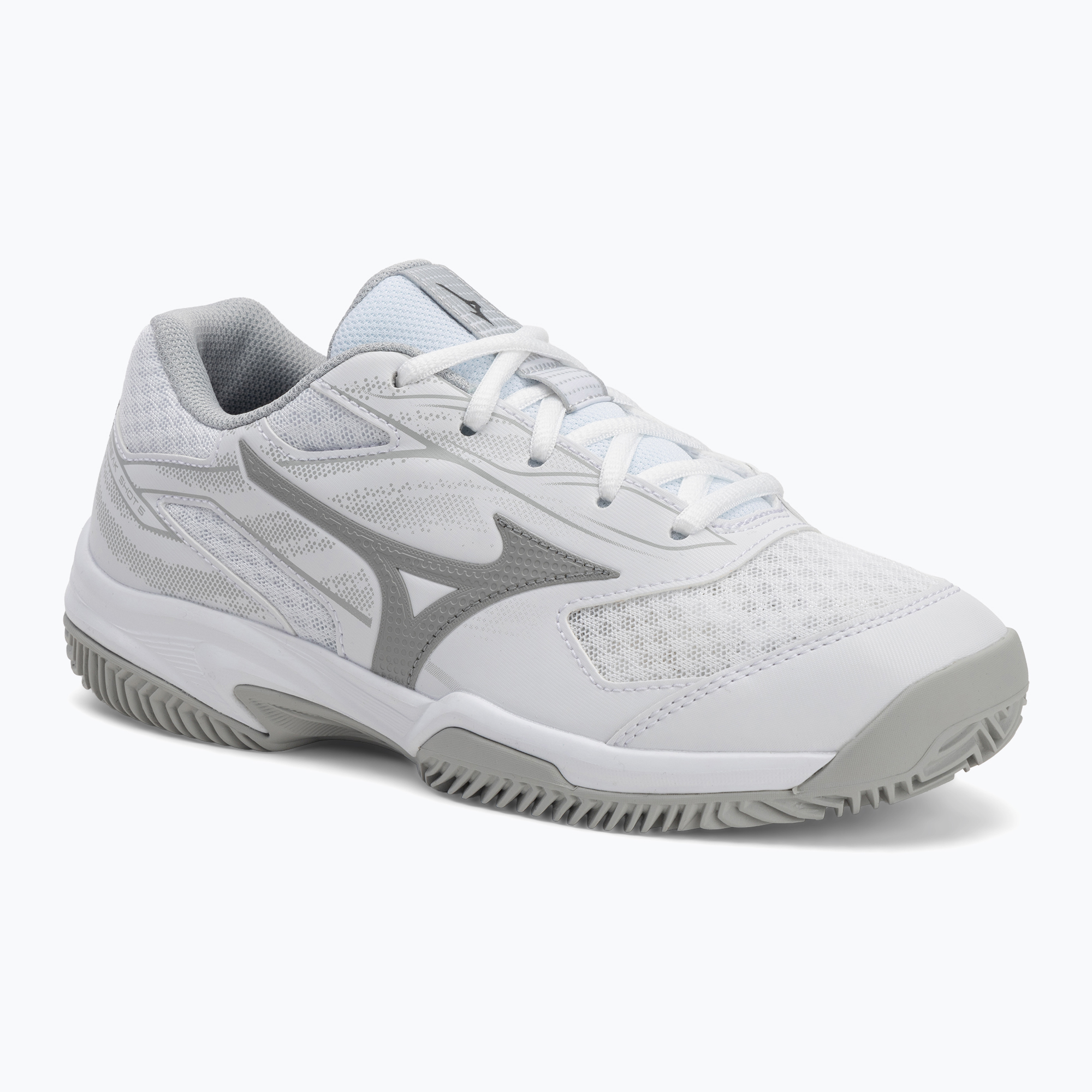 Buty do tenisa damskie Mizuno Break Shot 5 CC white/ ultimate gray/ harbor mist 