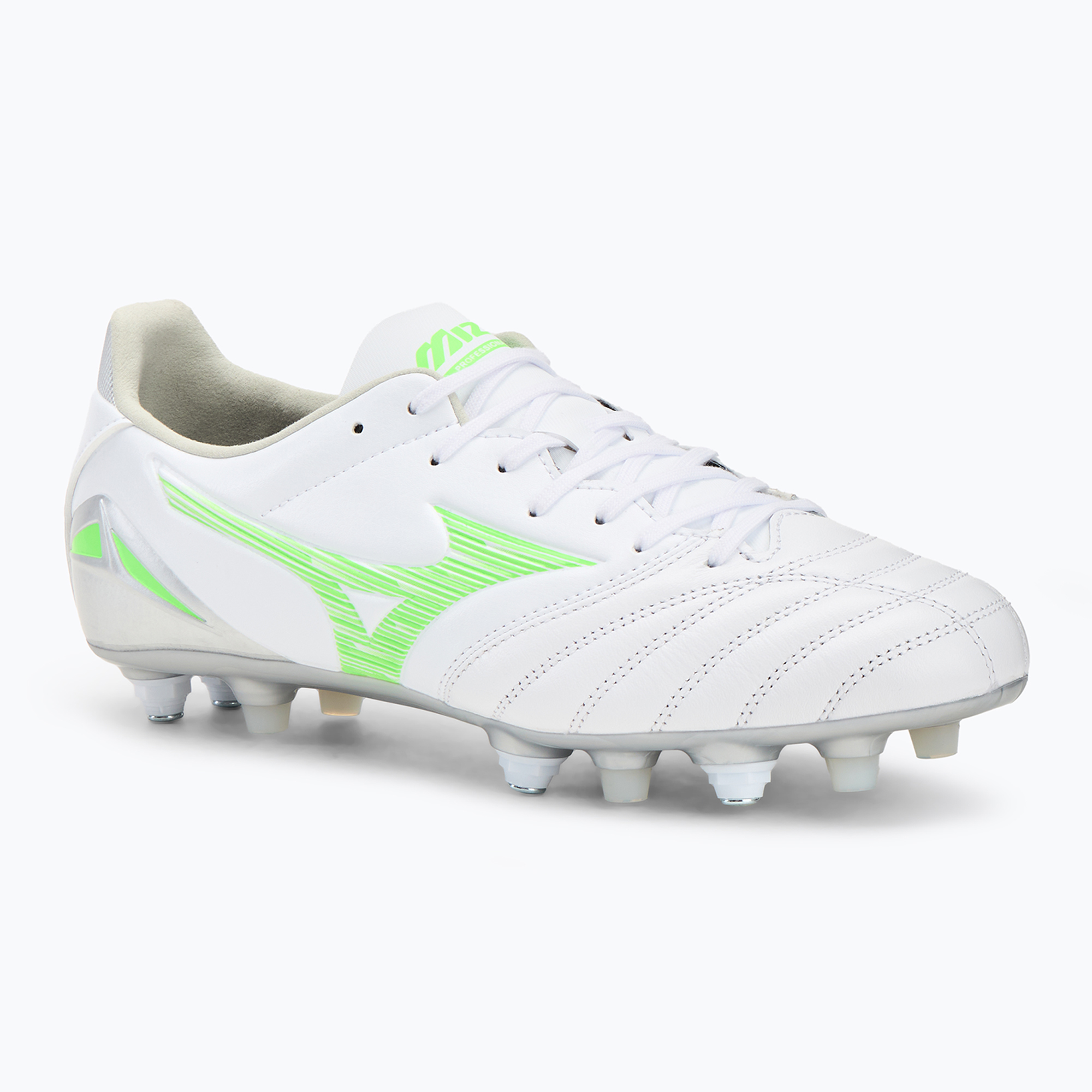 Buty piłkarskie męskie Mizuno Morelia Neo IV Pro Mix white/neon green/cool gray 3c | WYSYŁKA W 24H | 30 DNI NA ZWROT