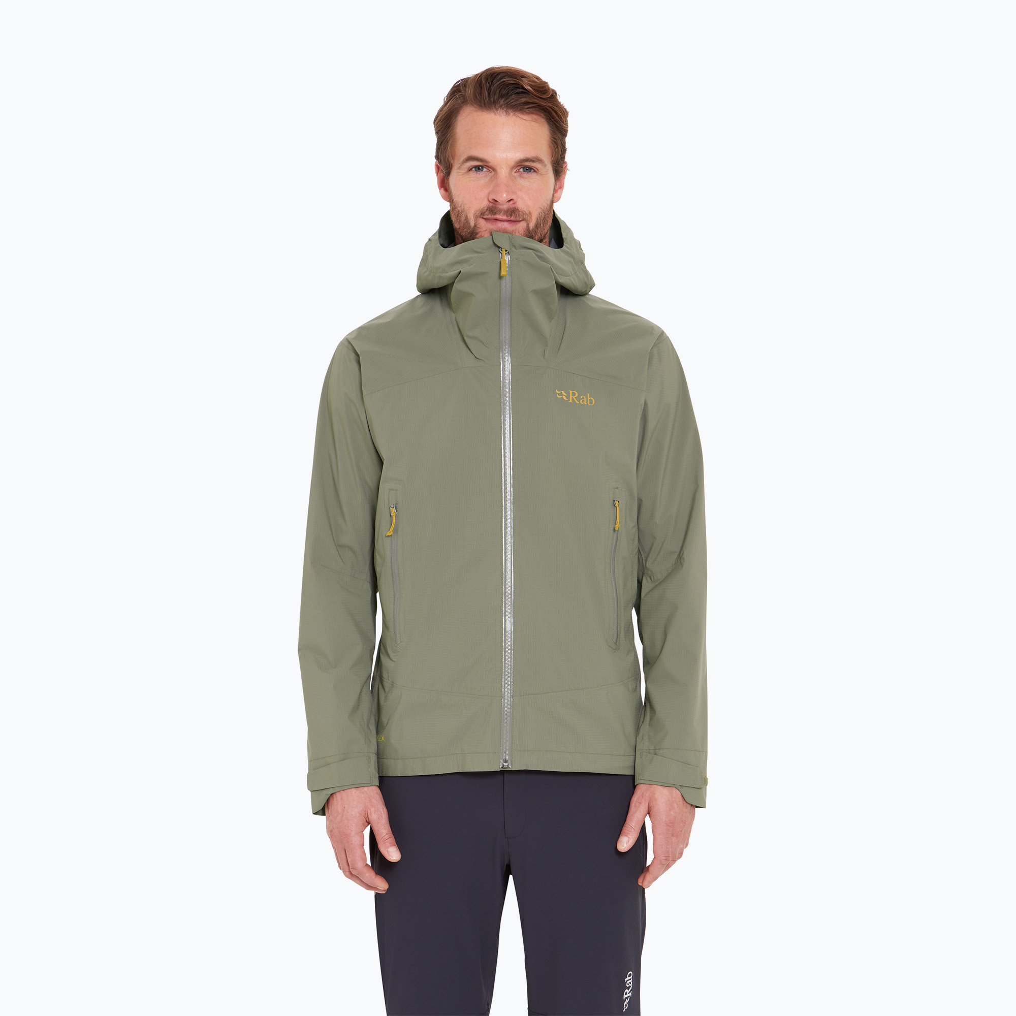 Kurtka przeciwdeszczowa męska Rab Downpour Light light khaki | WYSYŁKA W 24H | 30 DNI NA ZWROT