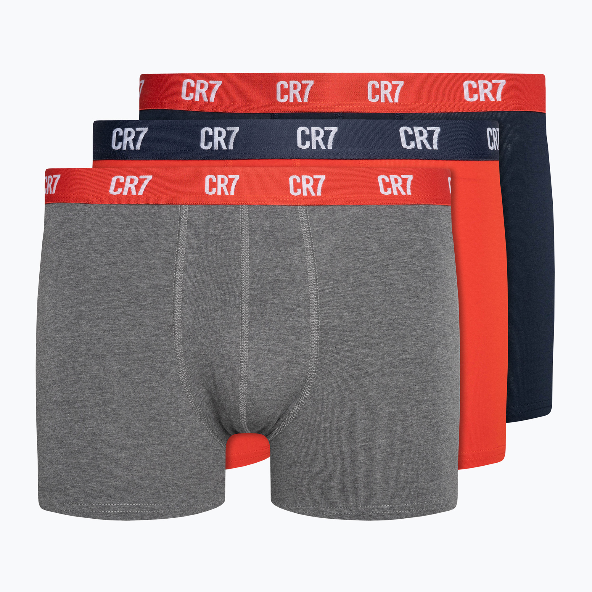 Bokserki męskie CR7 Basic Trunk 3 pary grey melange/red/navy | WYSYŁKA W 24H | 30 DNI NA ZWROT