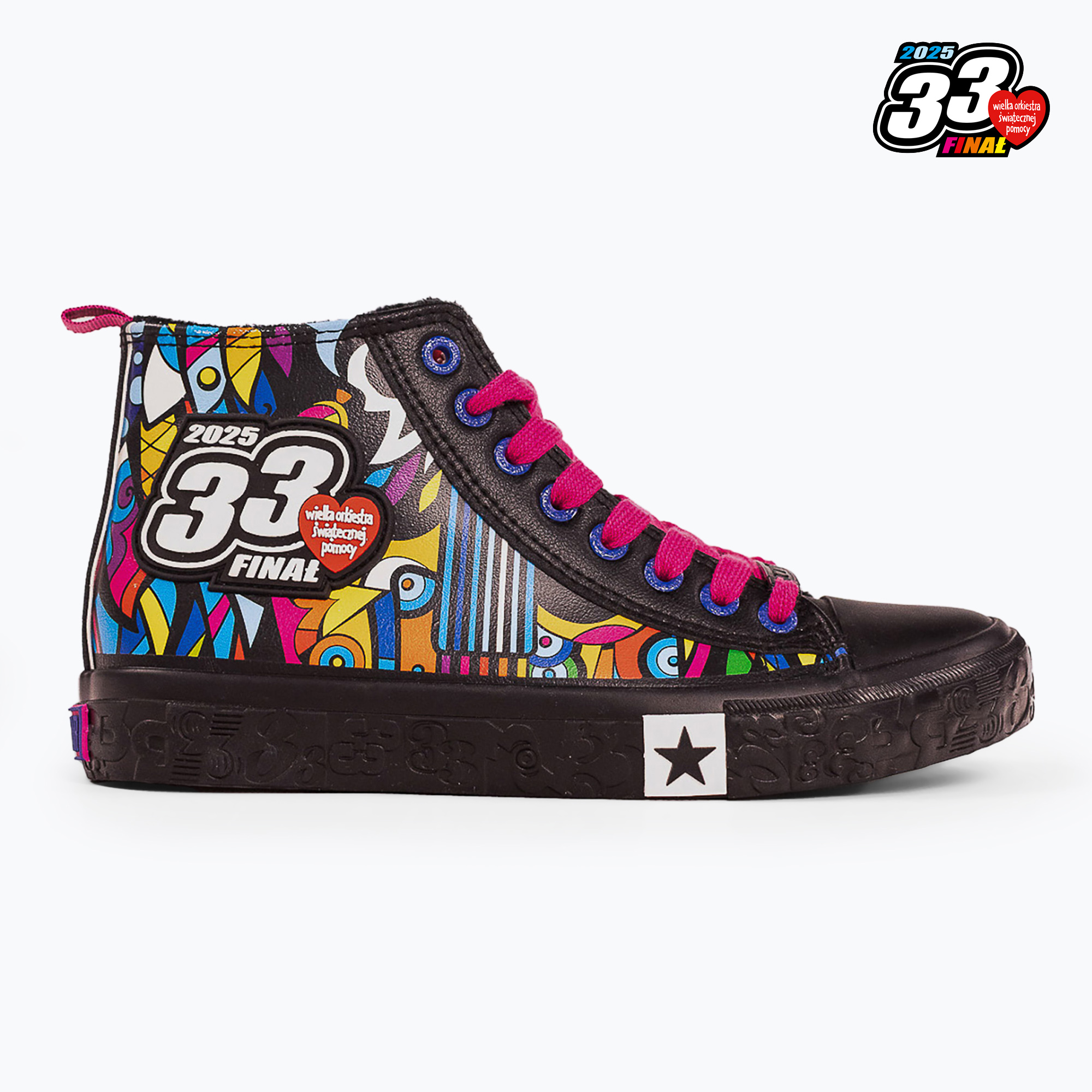 Trampki damskie oficjalne WOŚP BIG STAR RR274A653 czarny/multikolor 