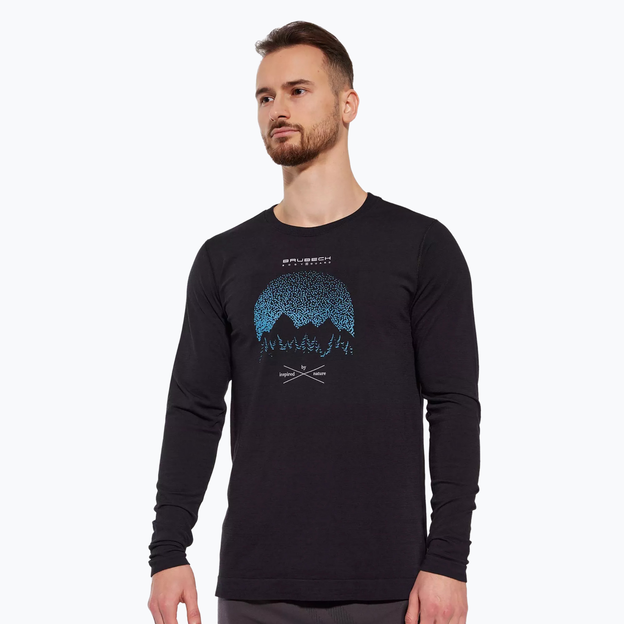 Longsleeve termoaktywny męski Brubeck Outdoor Wool Pro czarny | WYSYŁKA W 24H | 30 DNI NA ZWROT