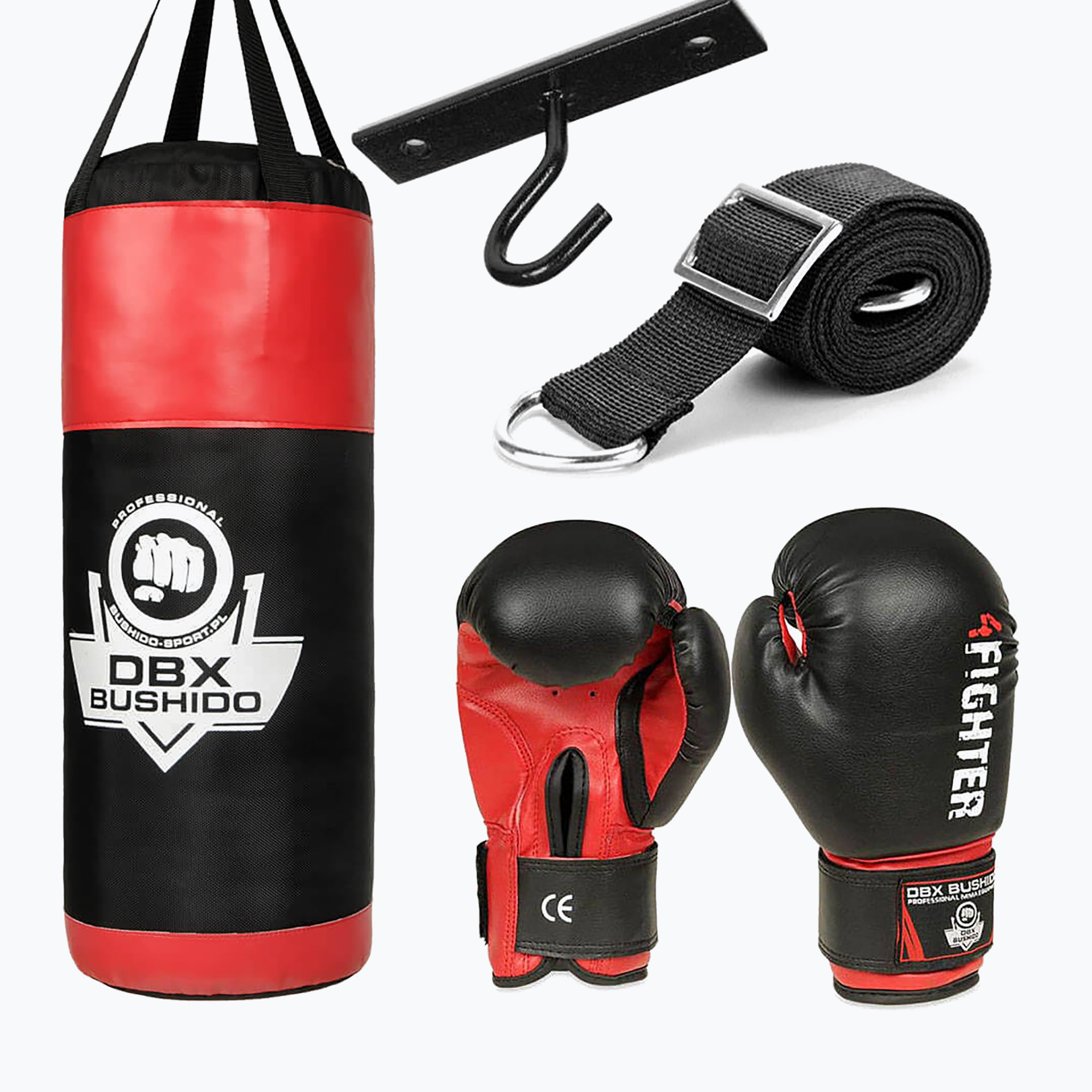 Zestaw do boksu dziecięcy DBX BUSHIDO DBX Kids czarno-czerwony KIDS60SET | WYSYŁKA W 24H | 30 DNI NA ZWROT